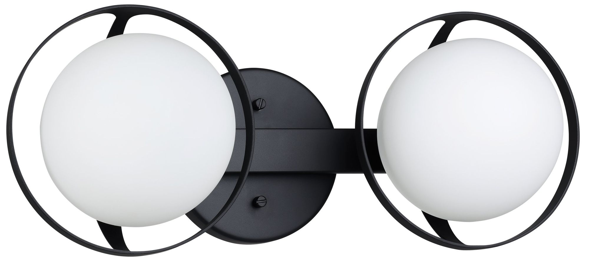 Thesis Parker 16-inch Matte Black Vanity Light w/ Etched Opal Glass Shades