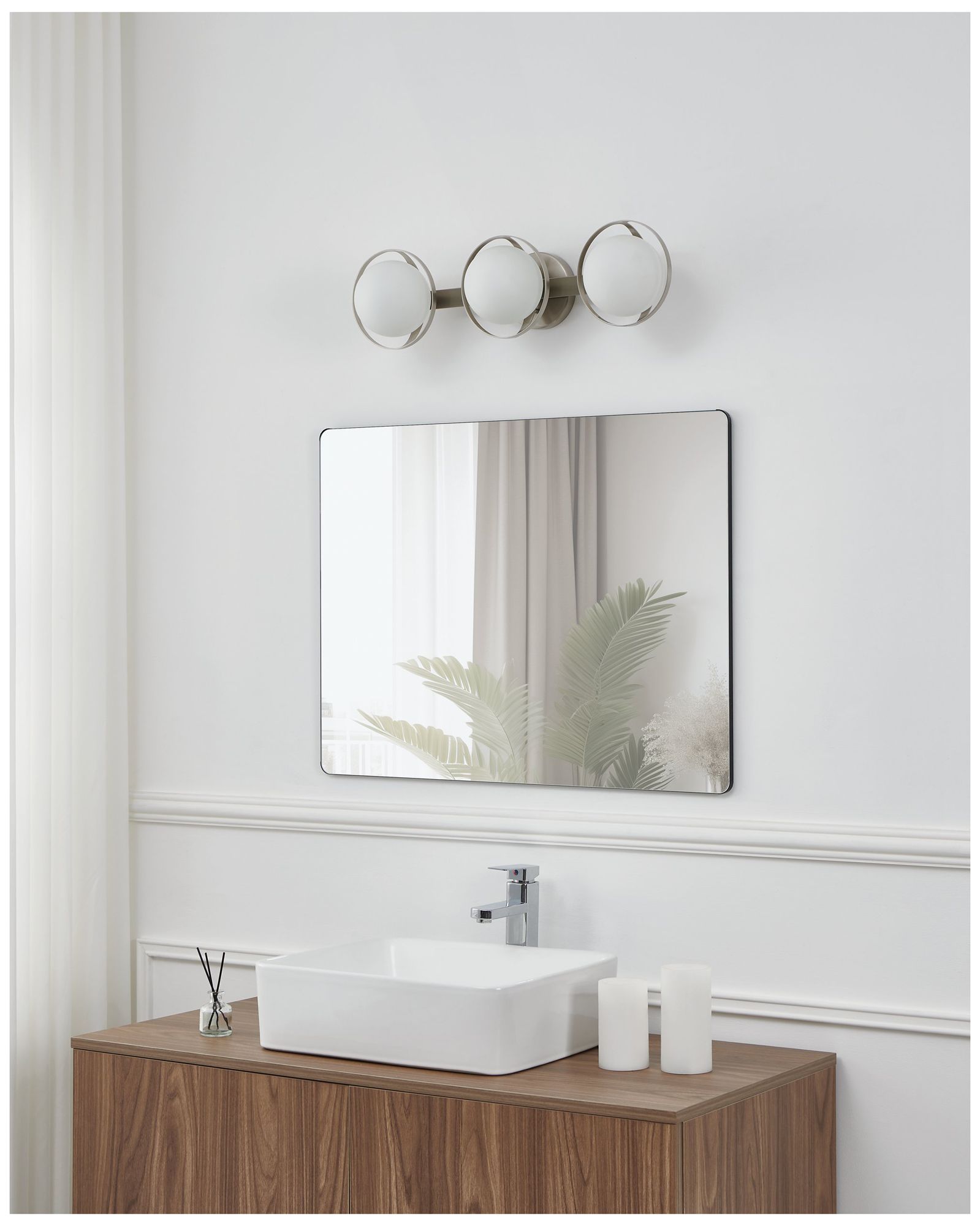 Thesis Parker 24" Brushed Nickel Vanity Light with Etched Opal Glass Shades