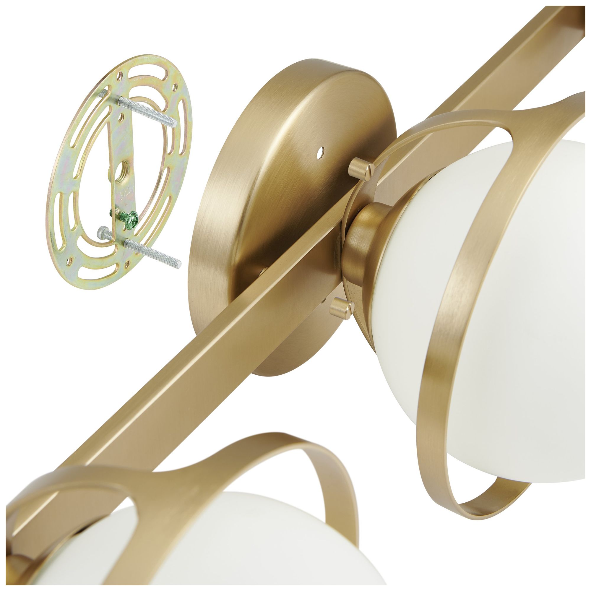 Image 6 Thesis Parker 24" Champagne Gold Vanity Light w/ Etched Opal Glass Shades more views