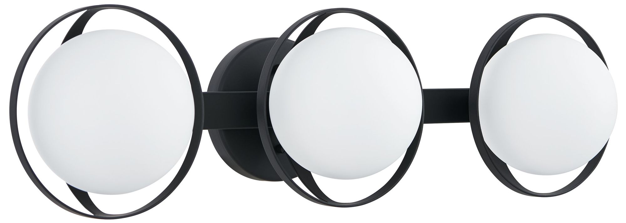 Image 2 Thesis Parker 24 inch Matte Black Vanity Light w/ Etched Opal Glass Shades