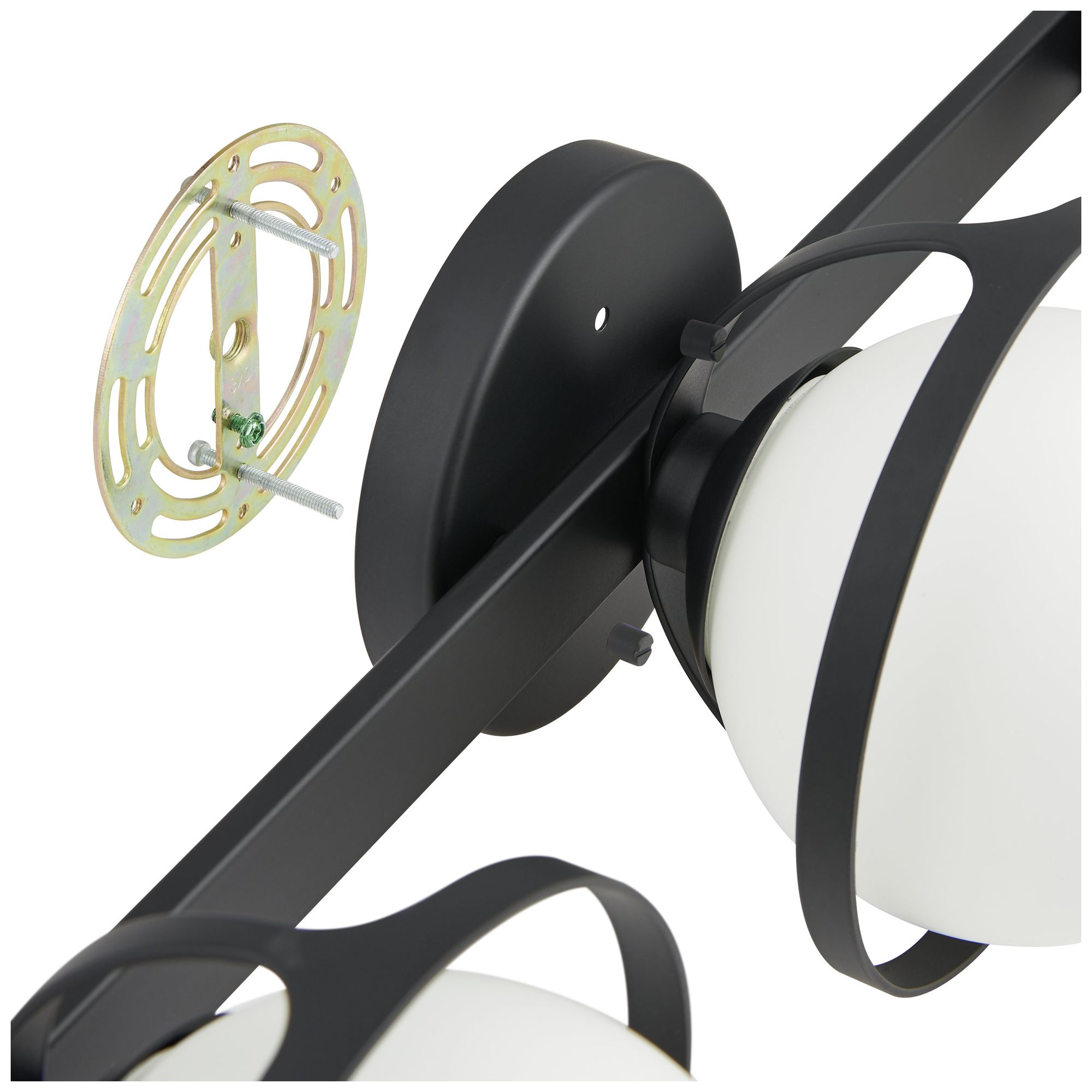 Image 6 Thesis Parker 24 inch Matte Black Vanity Light w/ Etched Opal Glass Shades more views