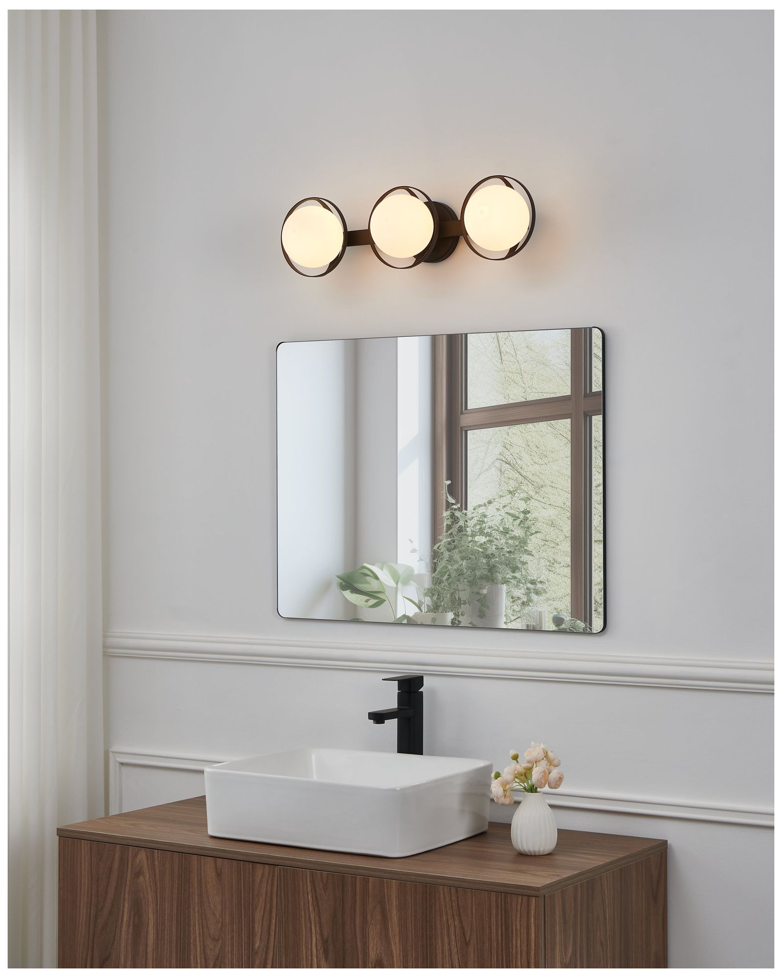 Image 7 Thesis Parker 24 inch Matte Black Vanity Light w/ Etched Opal Glass Shades more views