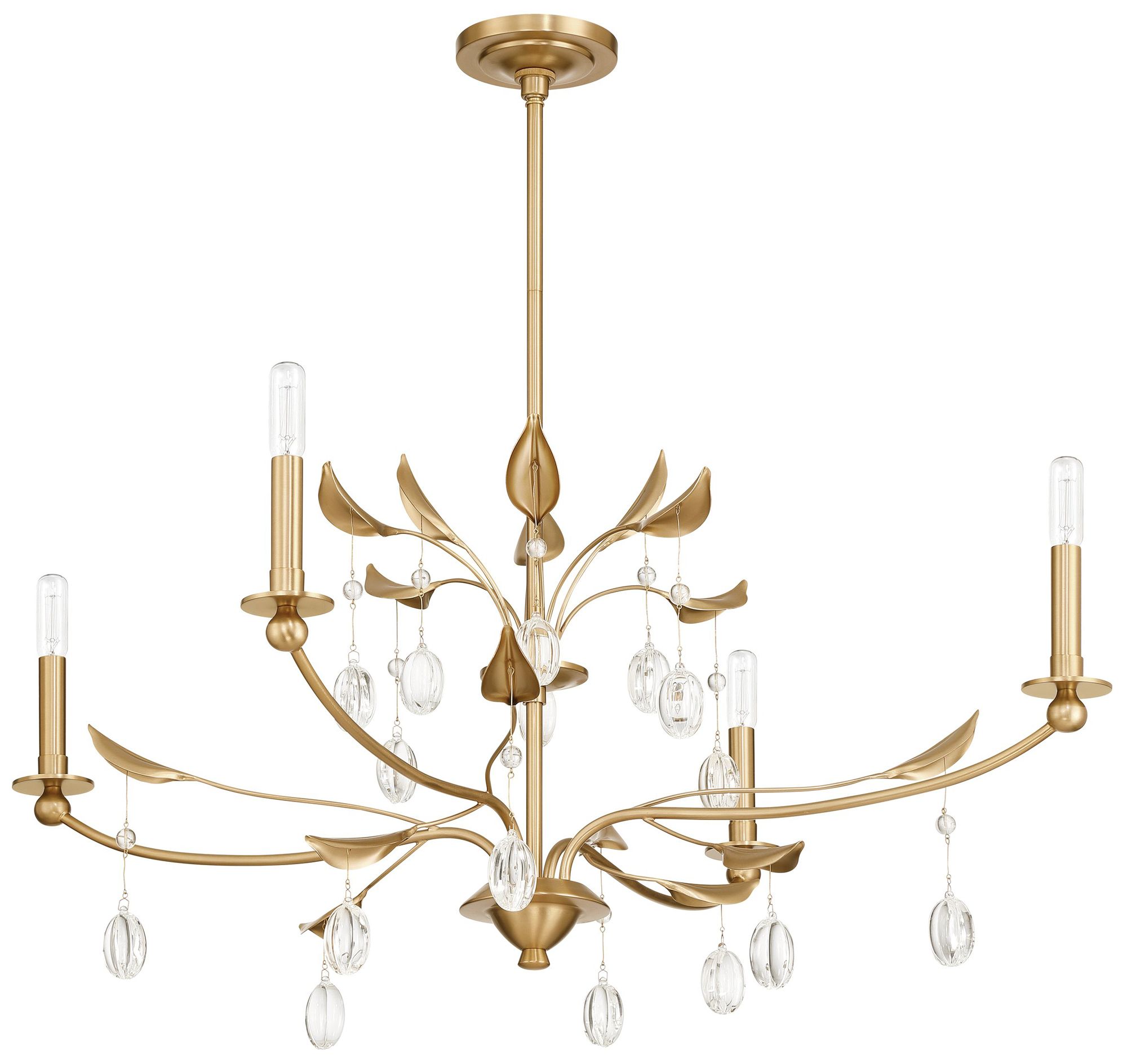 Thesis Presley 36" 4 Light Champagne Gold Chandelier w/ Clear Glass Drops