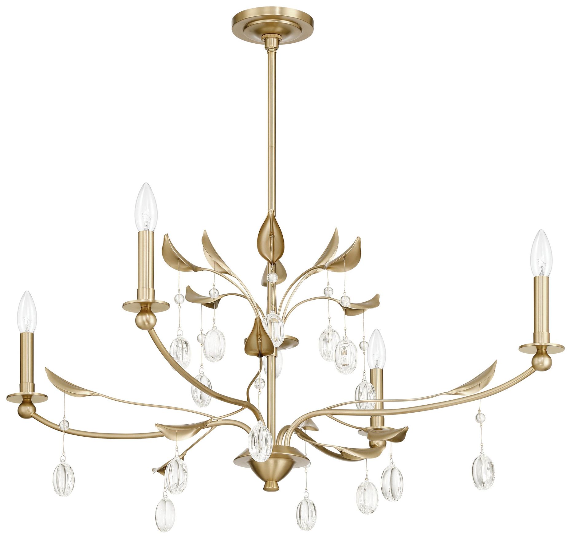 Image 3 Thesis Presley 36" 4 Light Champagne Gold Chandelier w/ Clear Glass Drops more views