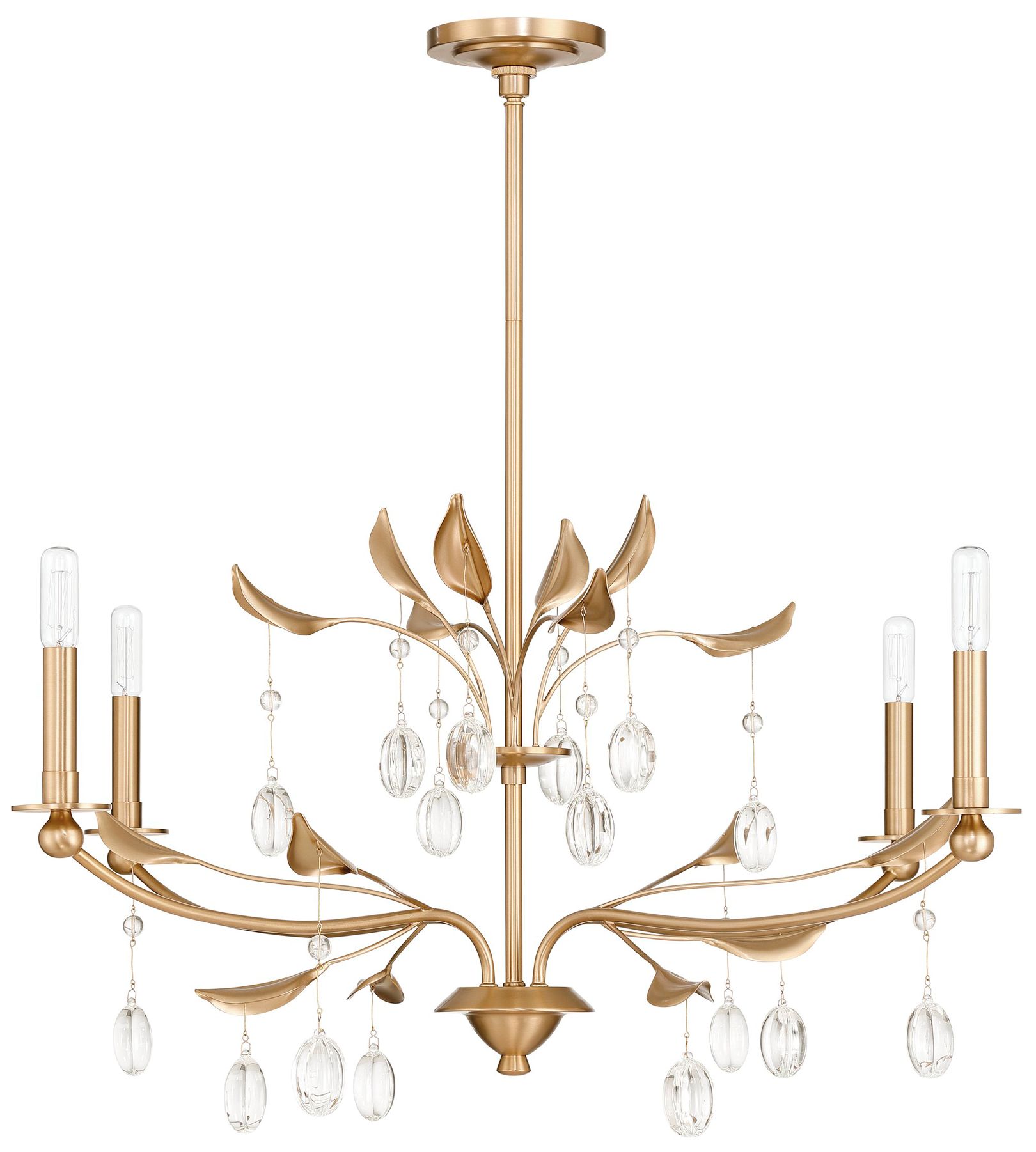 Image 4 Thesis Presley 36" 4 Light Champagne Gold Chandelier w/ Clear Glass Drops more views