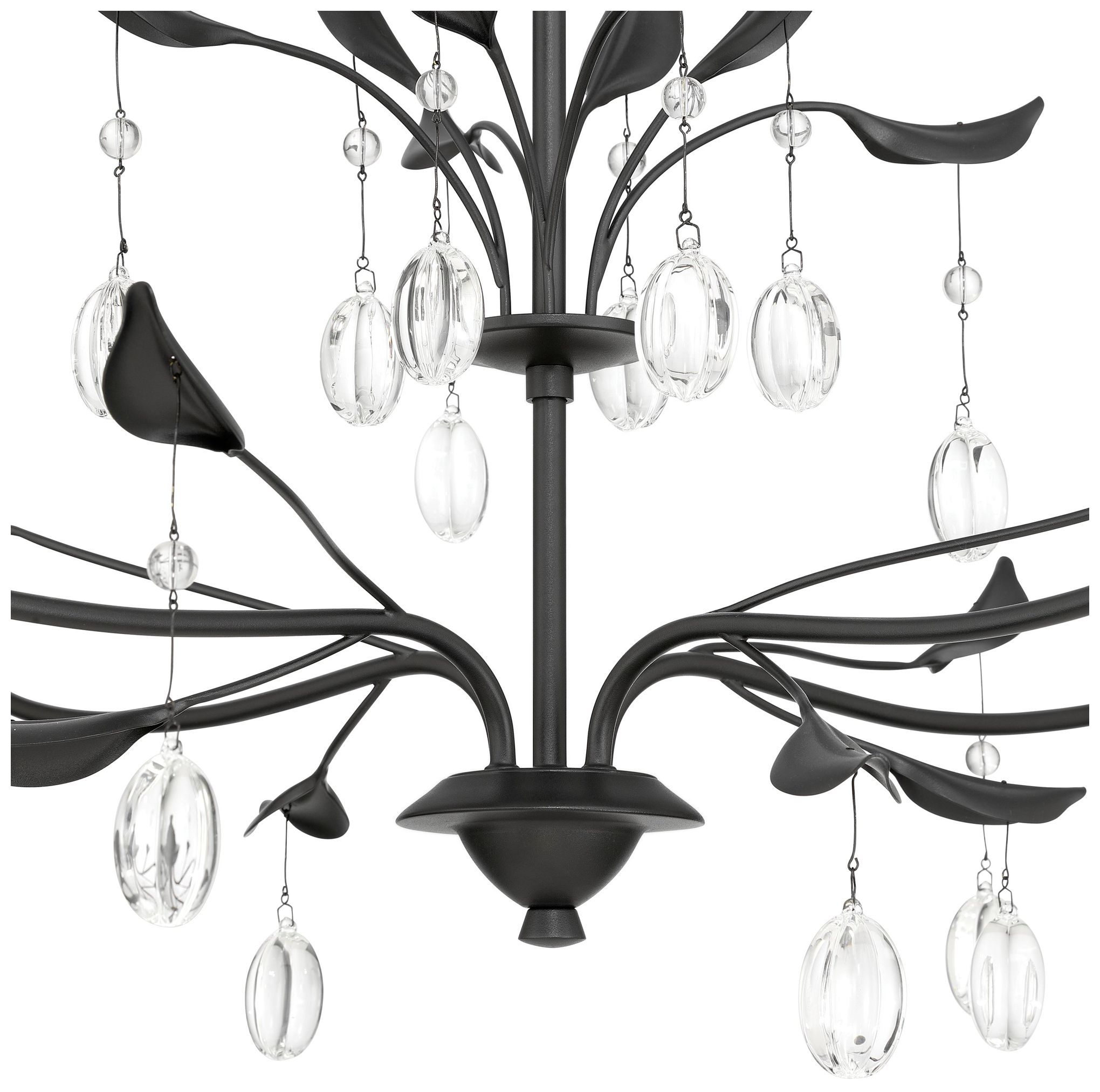 Image 5 Thesis Presley 36" 4 Light Textured Black Chandelier with Clear Glass Drops more views