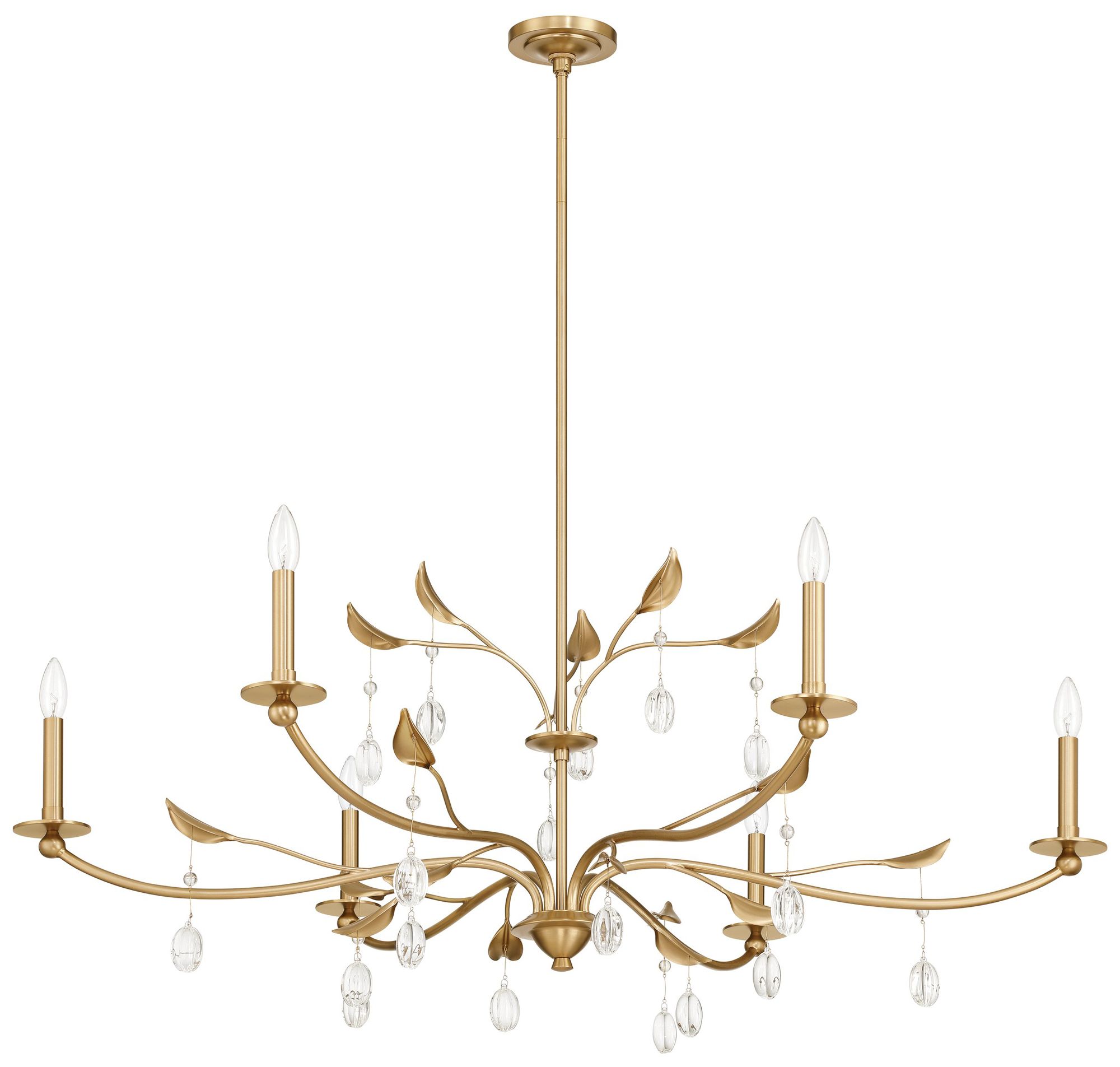 Thesis Presley 48" 6 Light Champagne Gold Chandelier w/ Clear Glass Drops