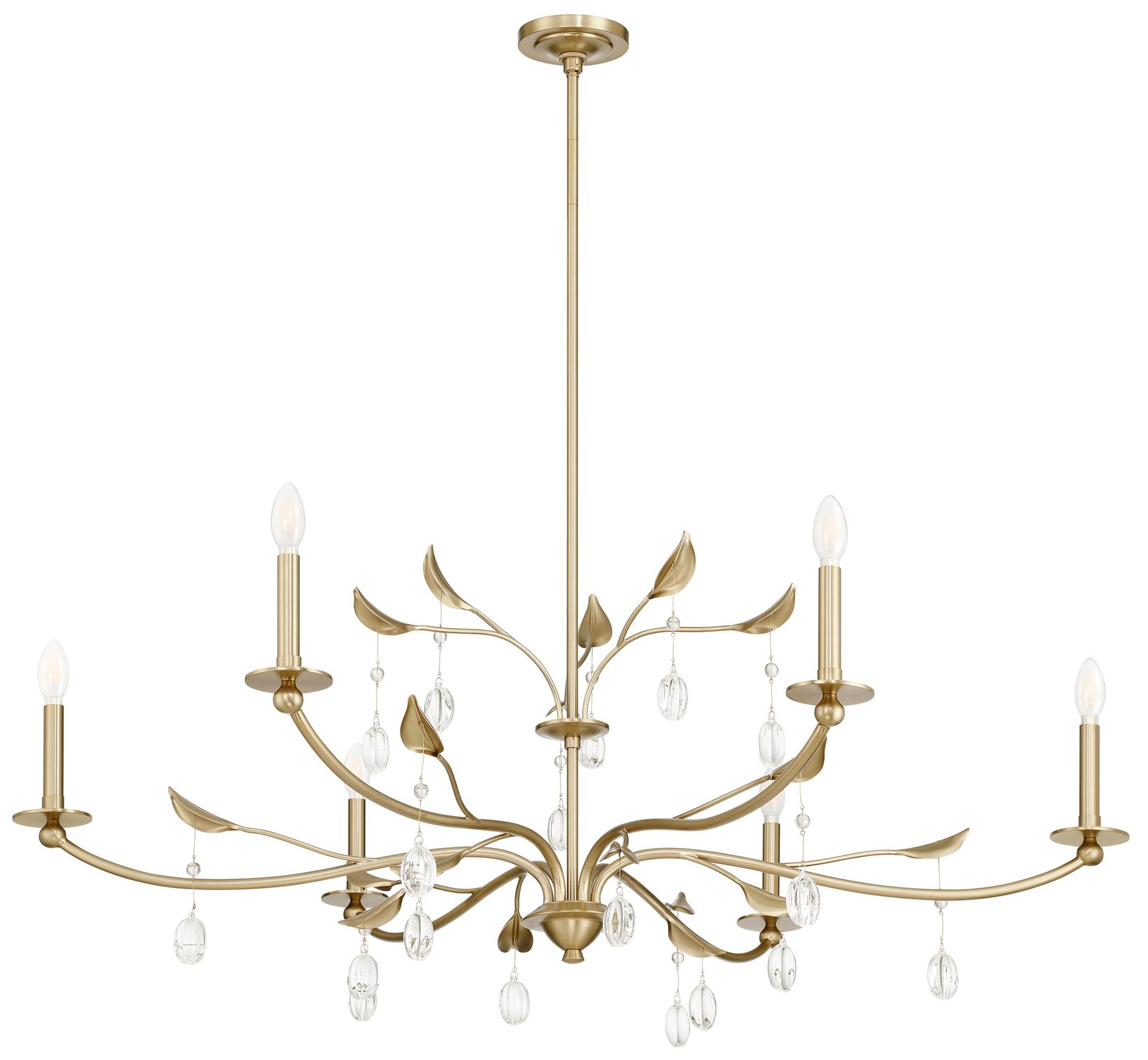 Image 3 Thesis Presley 48" 6 Light Champagne Gold Chandelier w/ Clear Glass Drops more views