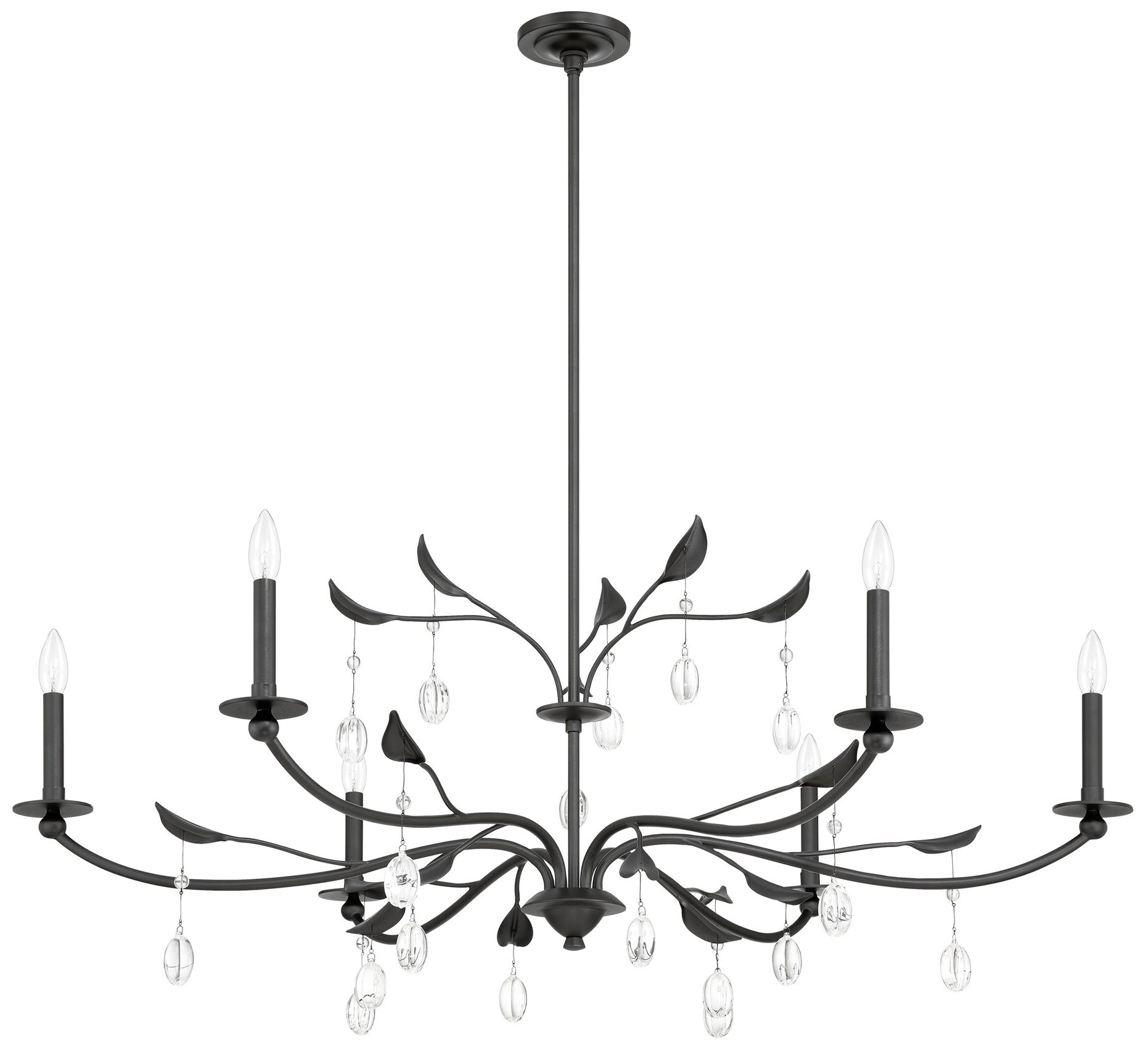 Image 3 Thesis Presley 48" 6 Light Textured Black Chandelier with Clear Glass Drops more views