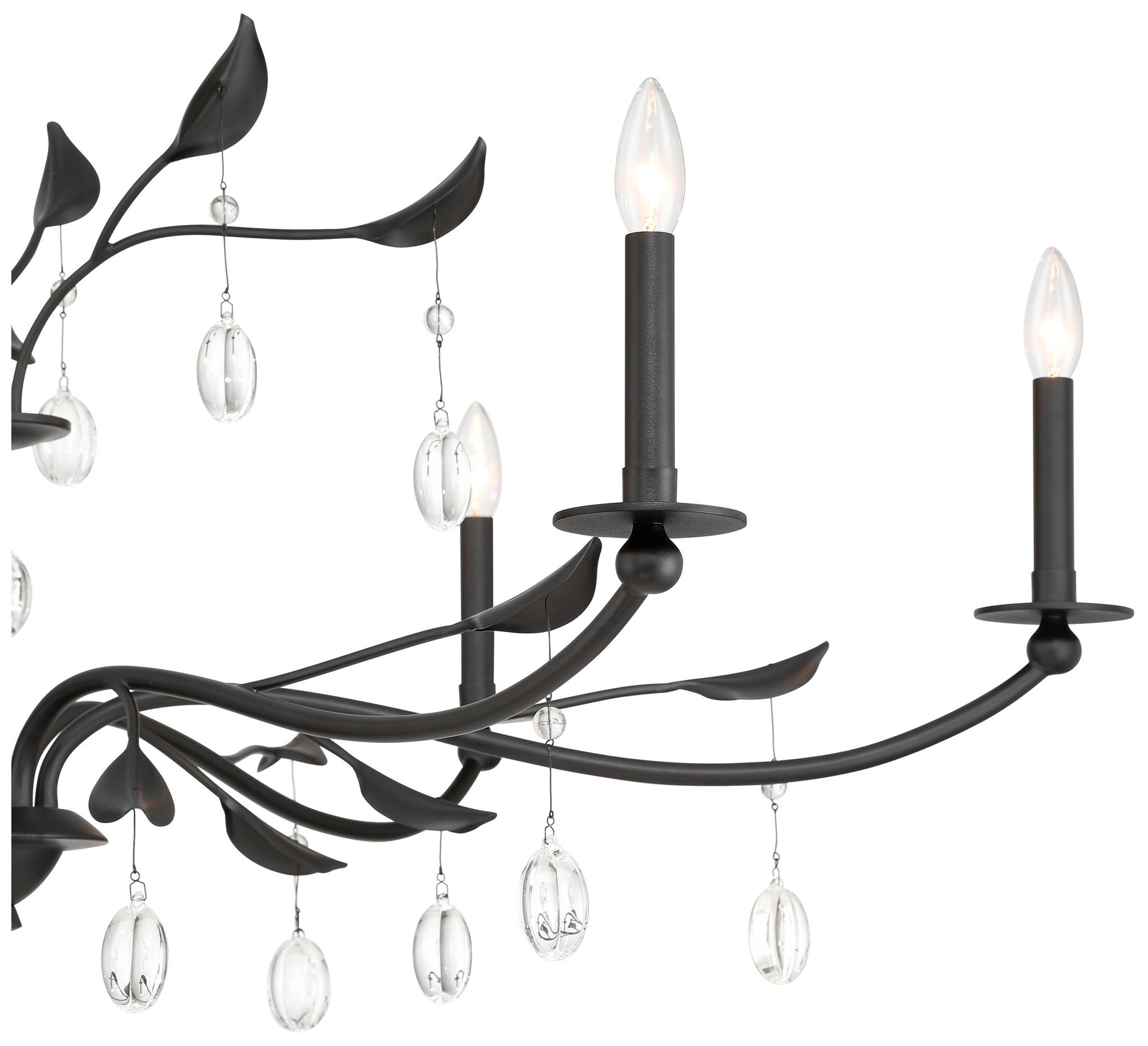 Image 4 Thesis Presley 48" 6 Light Textured Black Chandelier with Clear Glass Drops more views