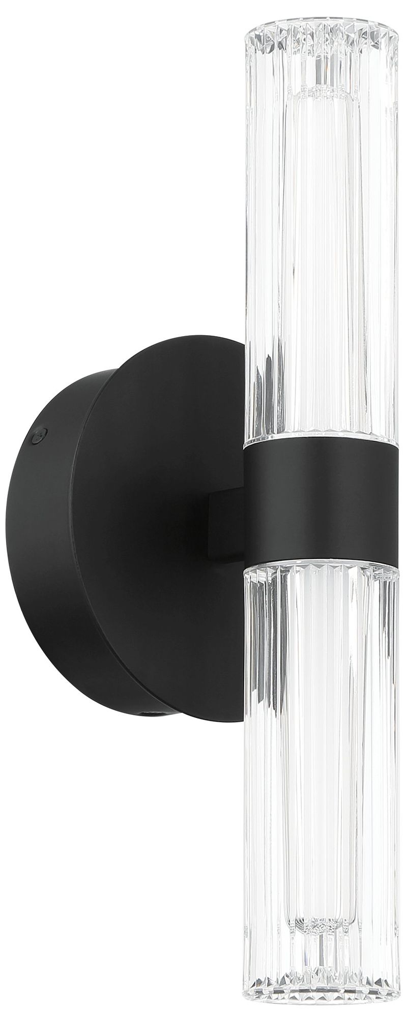 Image 2 Thesis Ristretto 13" Black LED Sconce, Clear Ribbed White Acrylic Shades