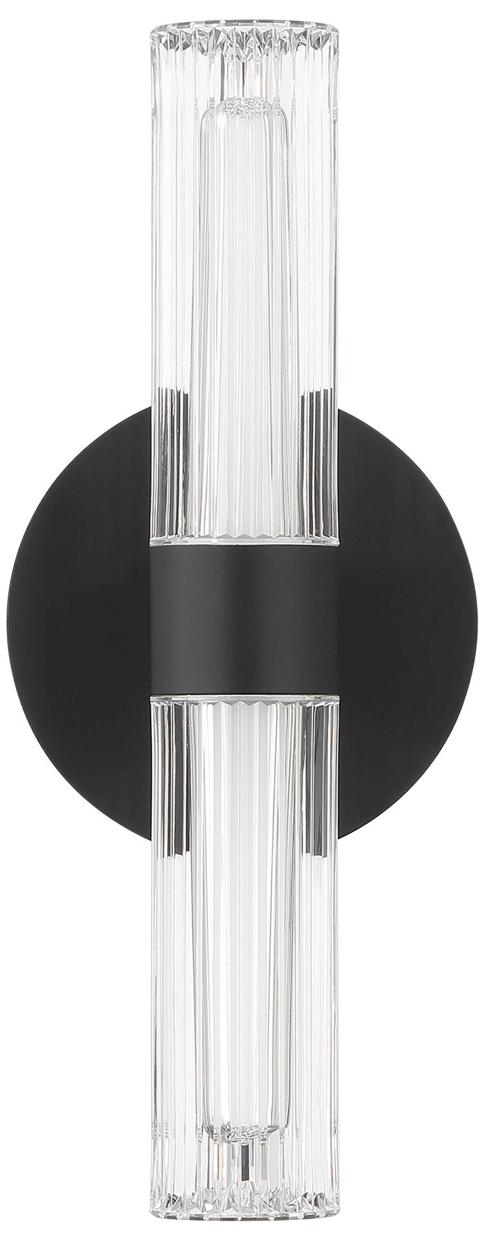 Image 3 Thesis Ristretto 13" Black LED Sconce, Clear Ribbed White Acrylic Shades more views