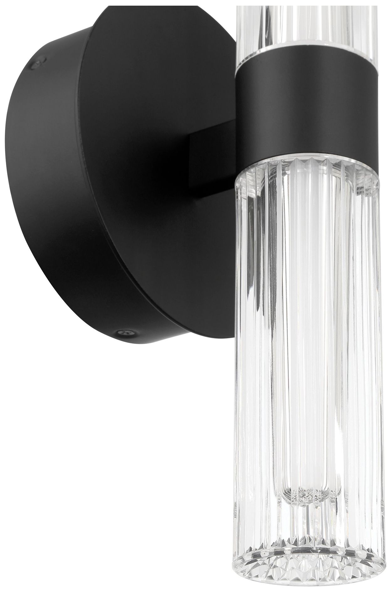 Image 4 Thesis Ristretto 13" Black LED Sconce, Clear Ribbed White Acrylic Shades more views