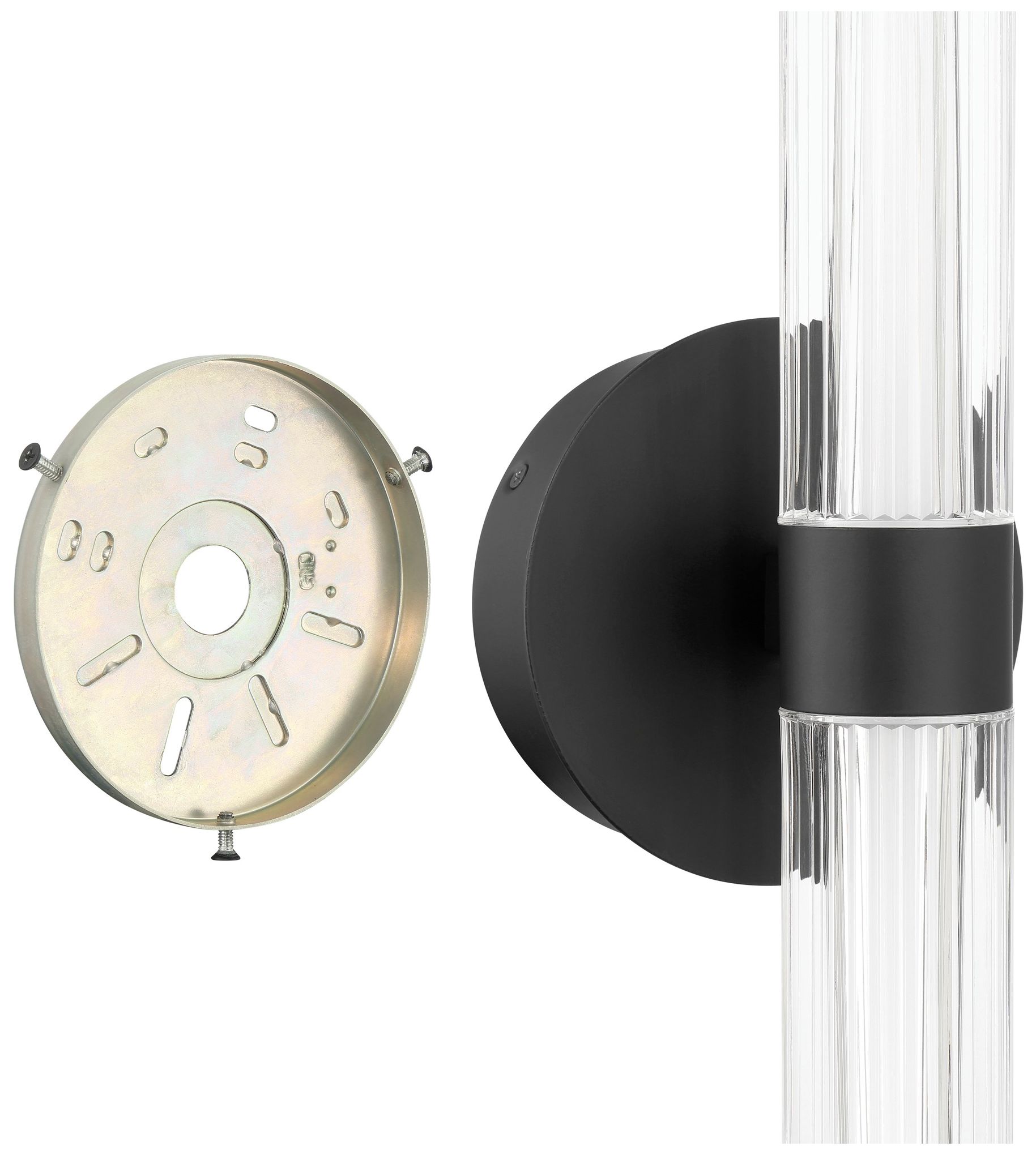 Image 5 Thesis Ristretto 13" Black LED Sconce, Clear Ribbed White Acrylic Shades more views