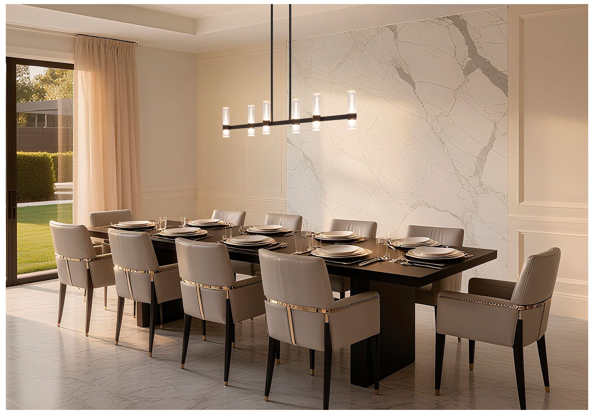 Thesis Ristretto 50" 12 Light Matte Black LED Linear Chandelier