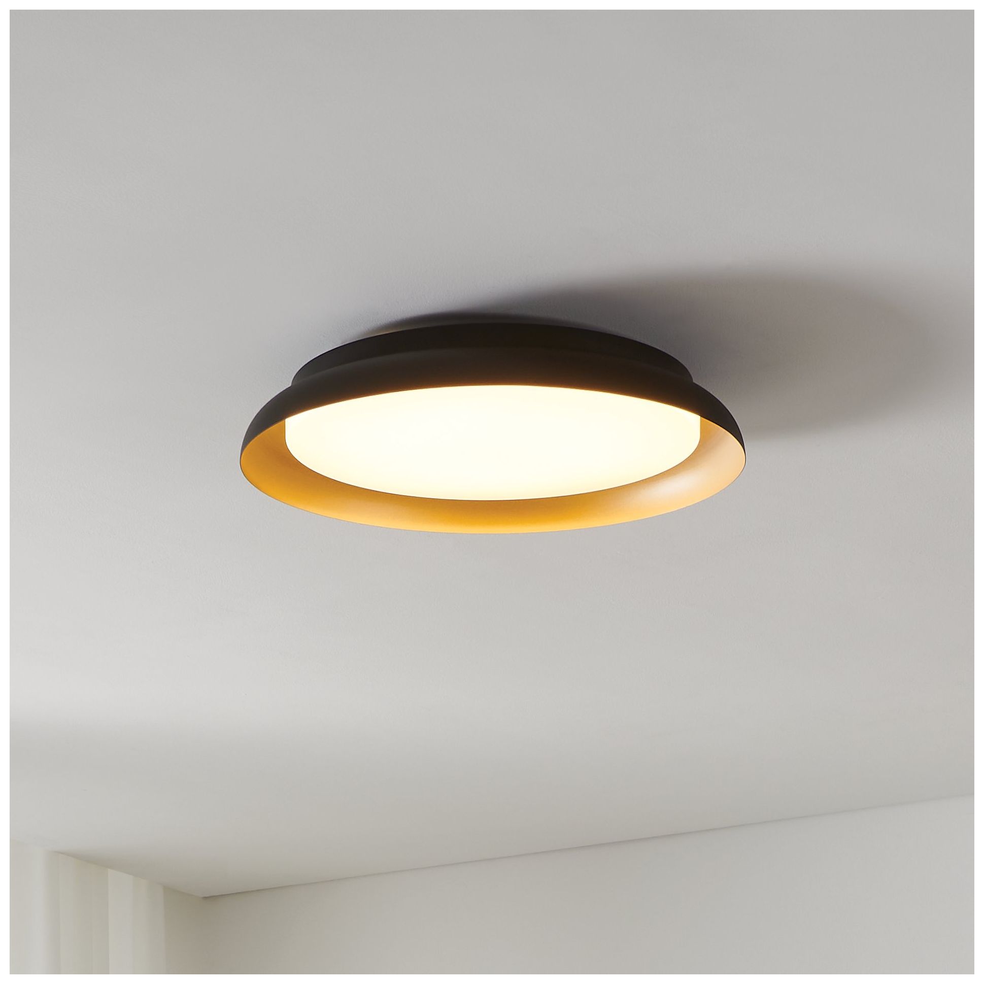 Image 2 Thesis Sebio 18" 1 Light Black and Gold LED Flush Mount Ceiling Light more views