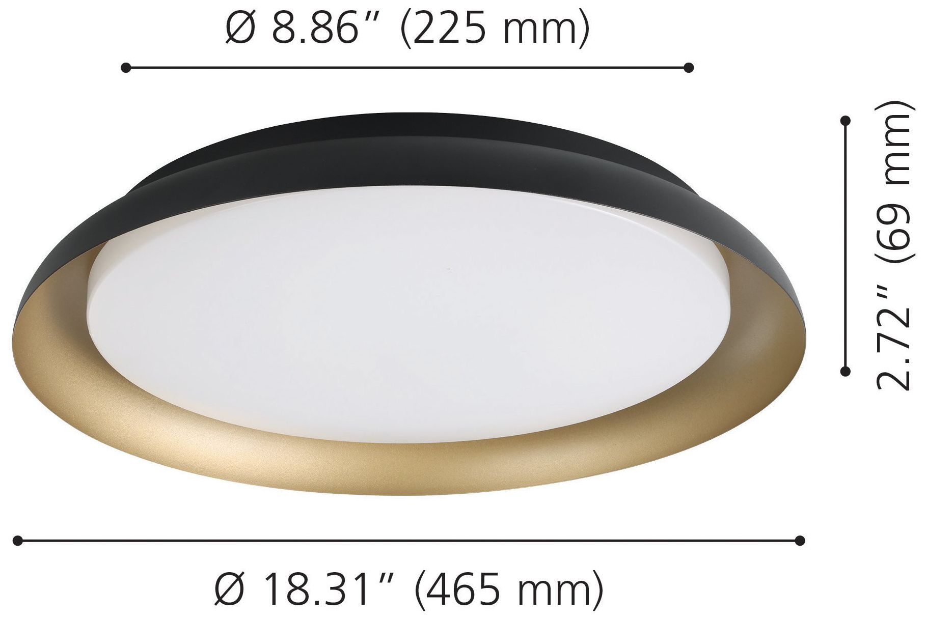Image 3 Thesis Sebio 18" 1 Light Black and Gold LED Flush Mount Ceiling Light more views