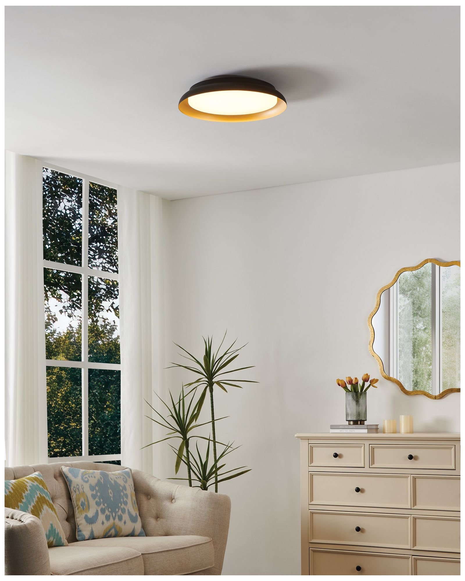 Image 6 Thesis Sebio 18" 1 Light Black and Gold LED Flush Mount Ceiling Light more views
