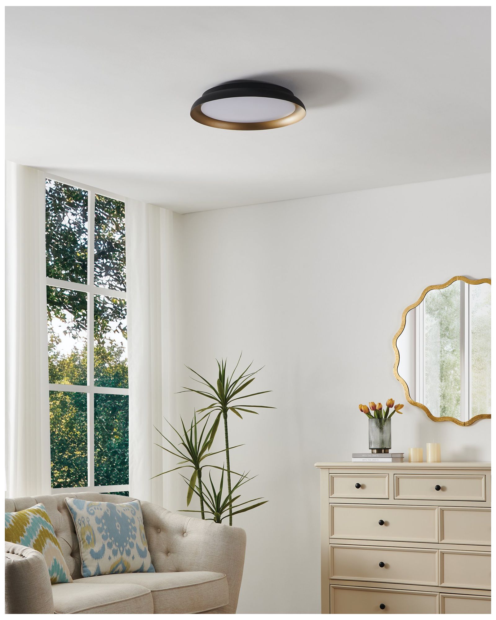 Image 7 Thesis Sebio 18" 1 Light Black and Gold LED Flush Mount Ceiling Light more views