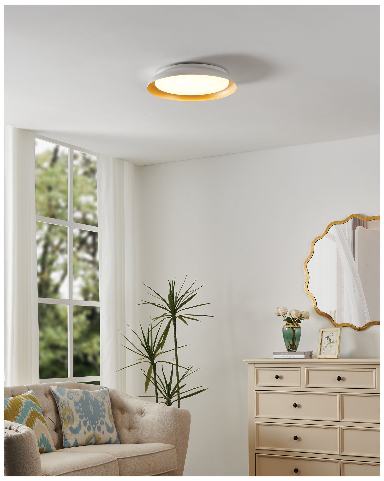 Image 6 Thesis Sebio 18 inch 1 Light White and Gold LED Flush Mount Ceiling Light more views