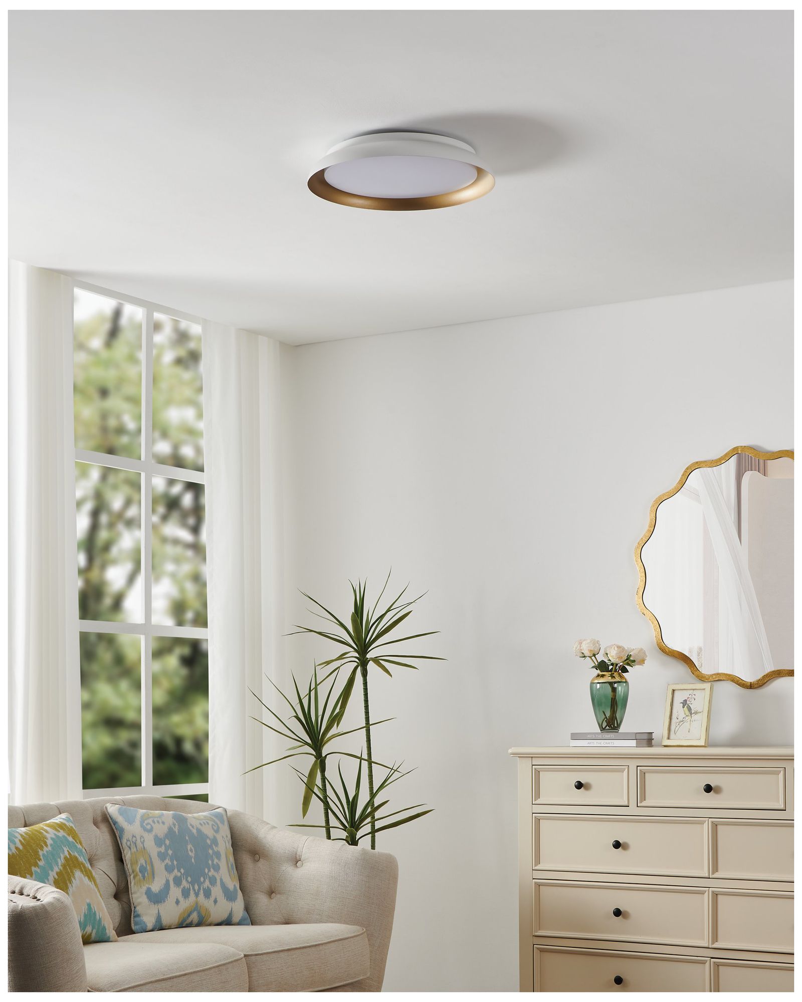 Image 7 Thesis Sebio 18 inch 1 Light White and Gold LED Flush Mount Ceiling Light more views