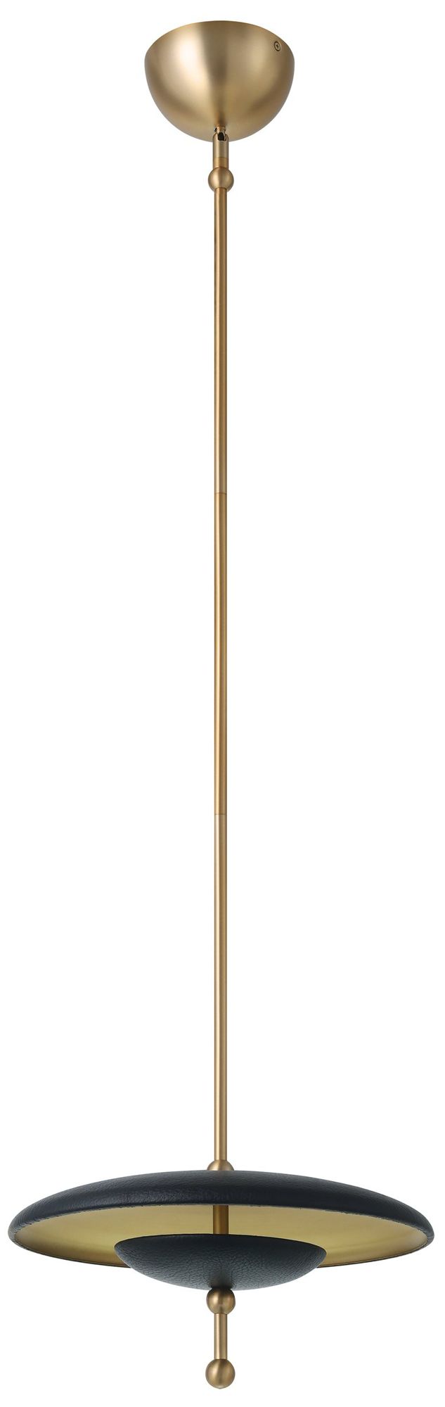 Image 2 Thesis Sinclair 14" Champagne Gold and Black Faux Leather LED Conv. Pendant