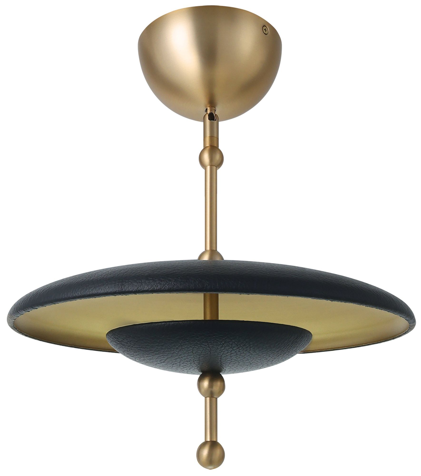 Image 3 Thesis Sinclair 14" Champagne Gold and Black Faux Leather LED Conv. Pendant more views