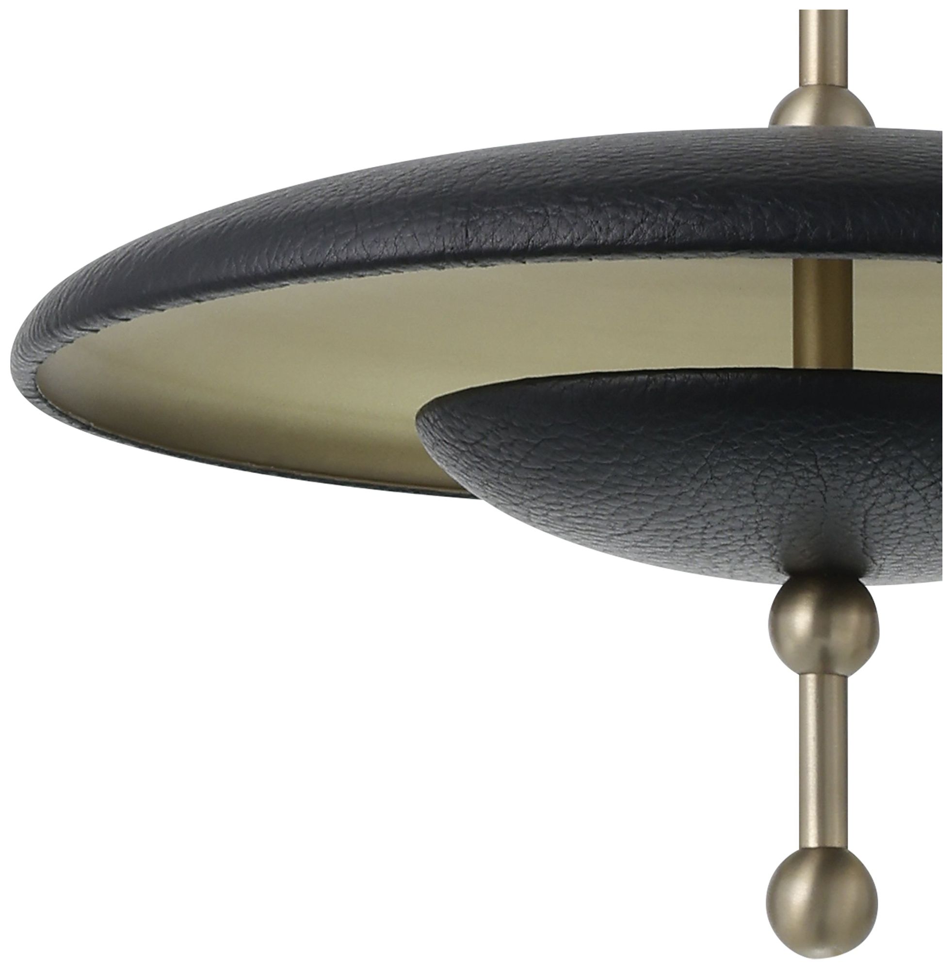 Image 5 Thesis Sinclair 14" Champagne Gold and Black Faux Leather LED Conv. Pendant more views