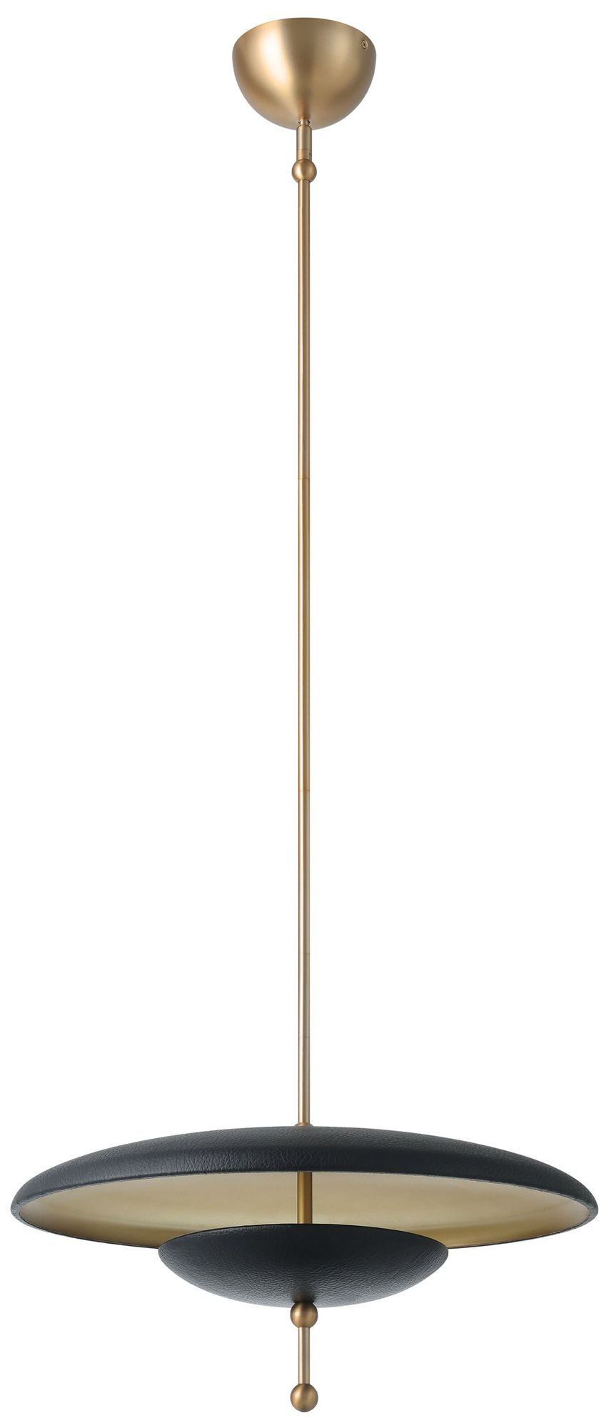 Image 2 Thesis Sinclair 20" Champagne Gold and Black Faux Leather LED Conv. Pendant