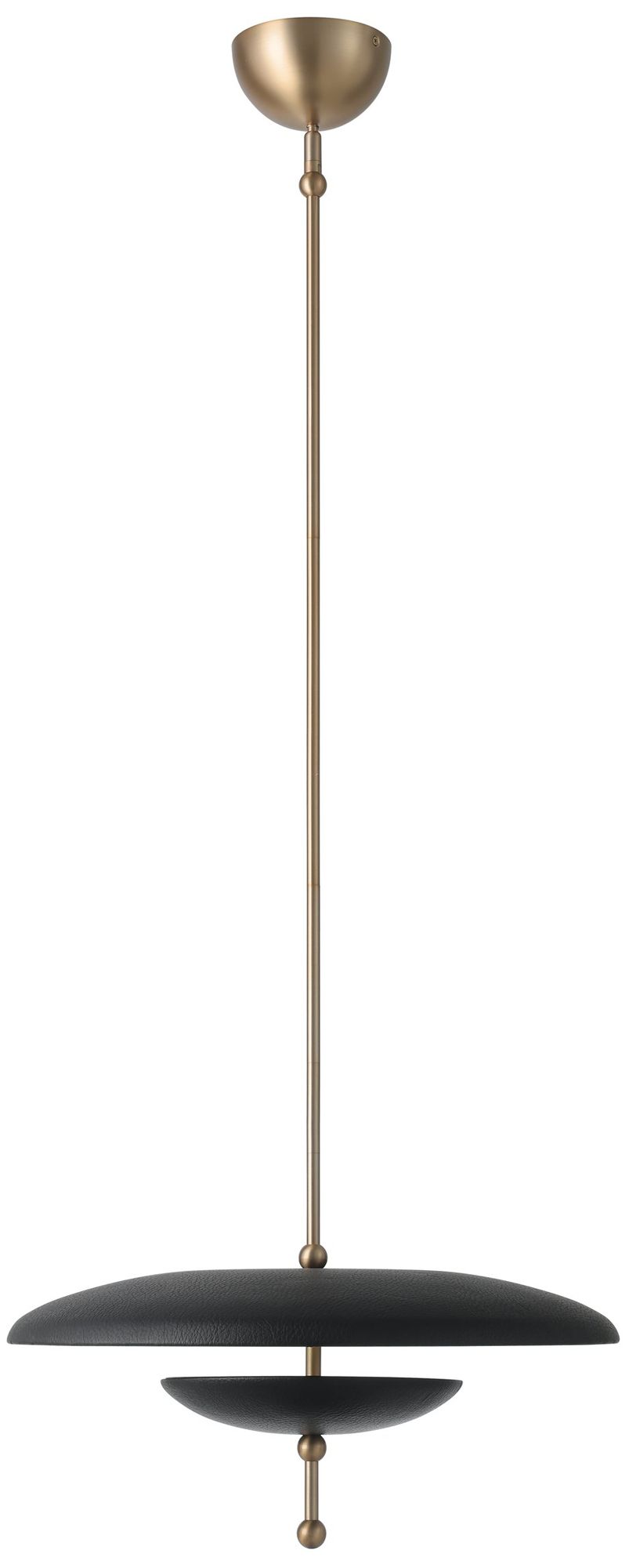 Image 4 Thesis Sinclair 20" Champagne Gold and Black Faux Leather LED Conv. Pendant more views