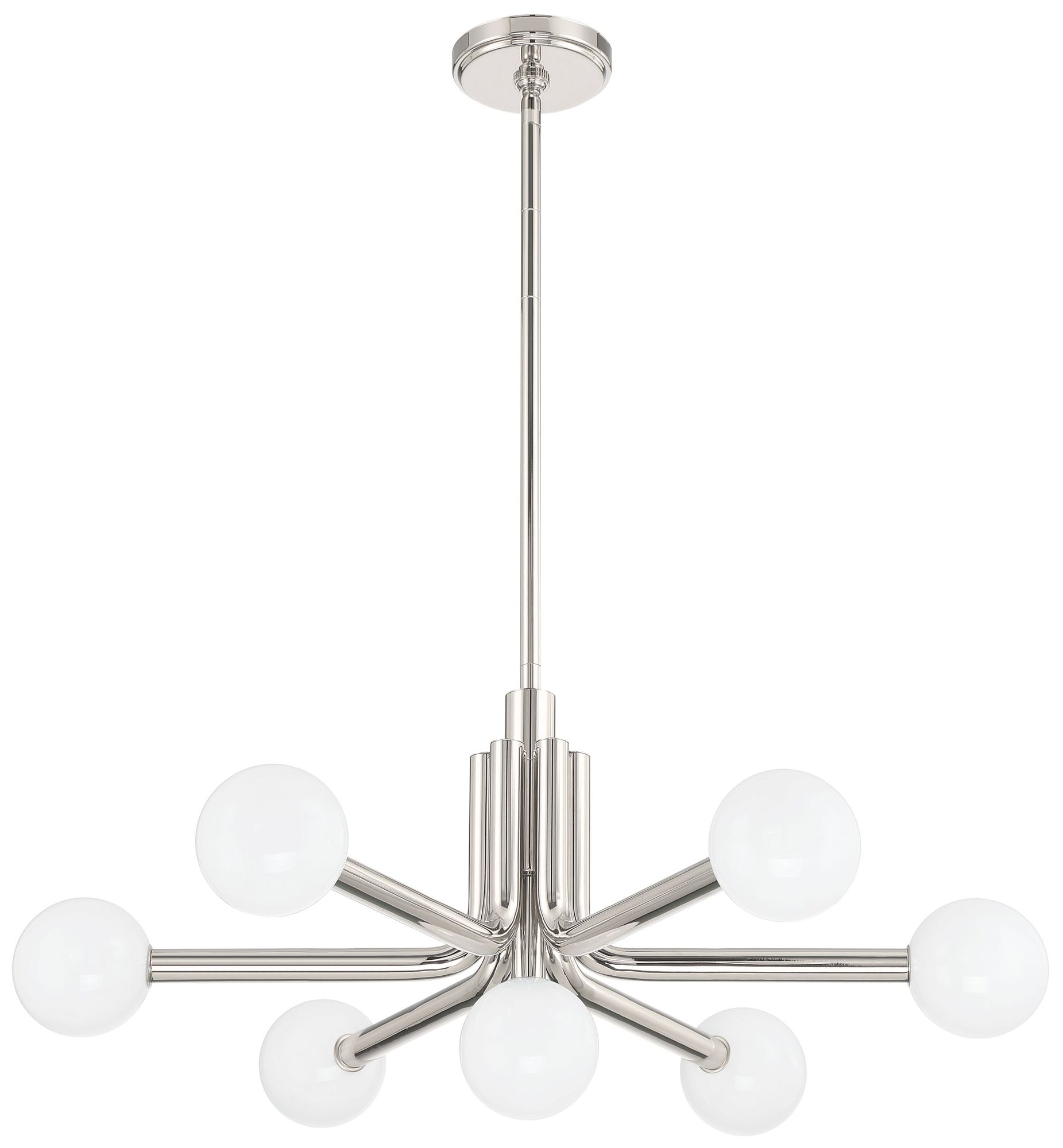 Thesis Stockholm 29" 7 Lt Polished Nickel Chandelier w/ Opal Glass Shades