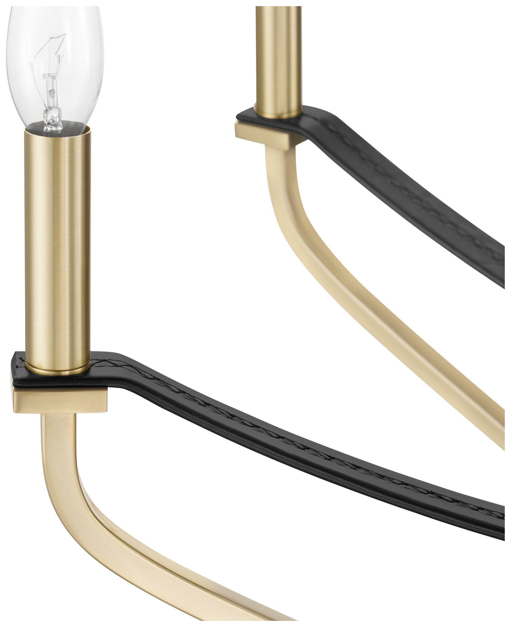 Image 4 Thesis Sussex 36" 8 Light Champagne Gold and Black Faux Leather Chandelier more views