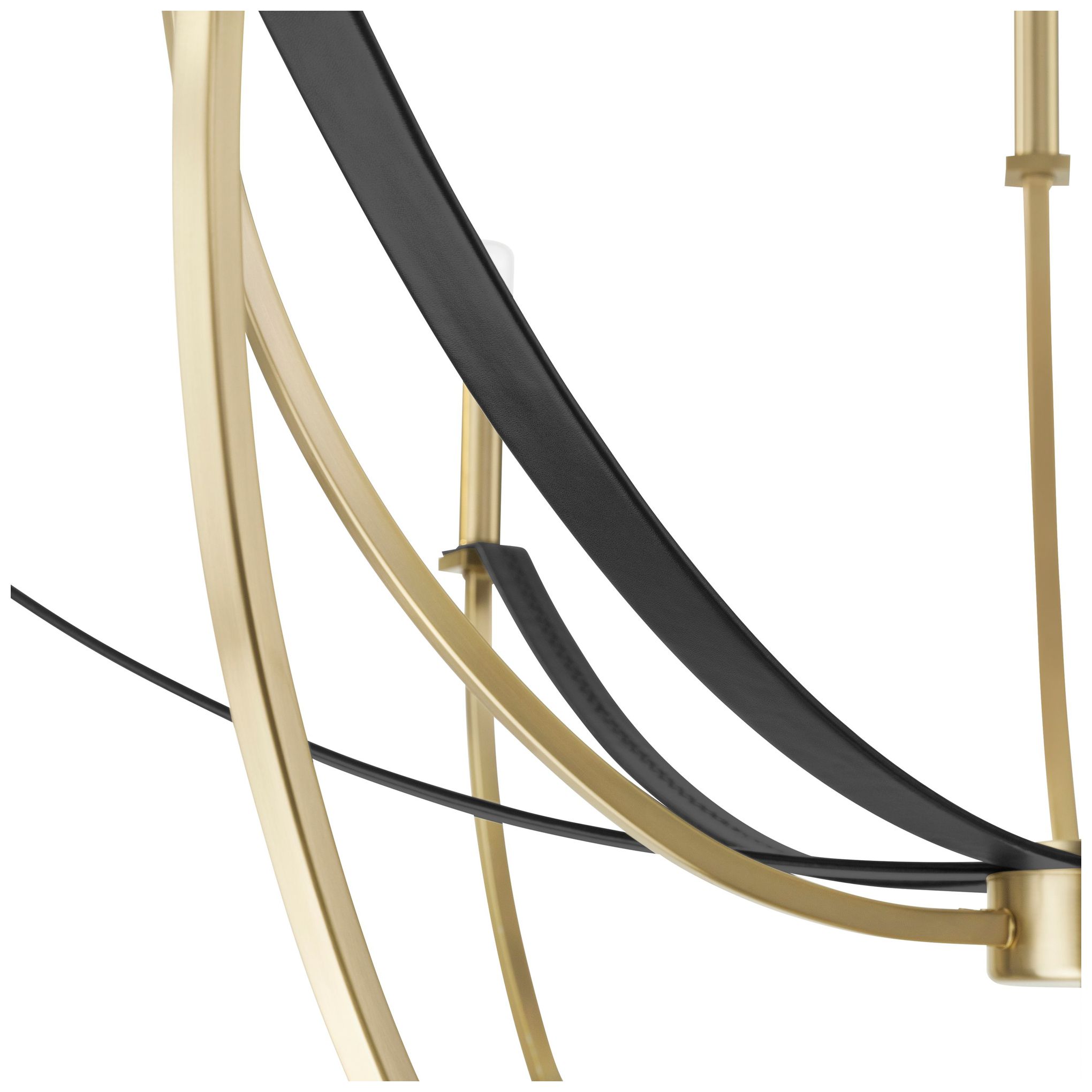 Image 5 Thesis Sussex 40" 9 Light Champagne Gold and Black Faux Leather Chandelier more views