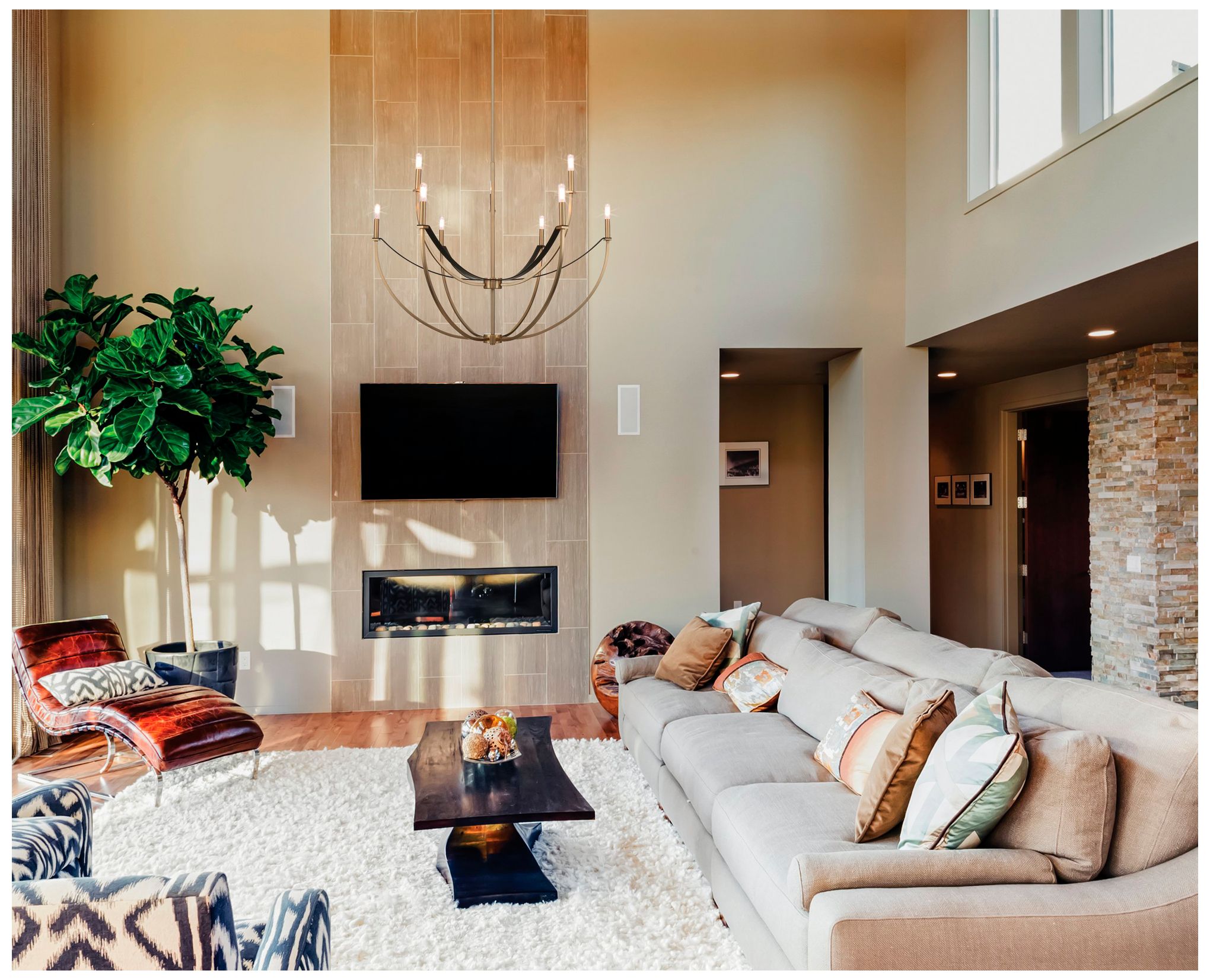 Image 7 Thesis Sussex 40" 9 Light Champagne Gold and Black Faux Leather Chandelier more views