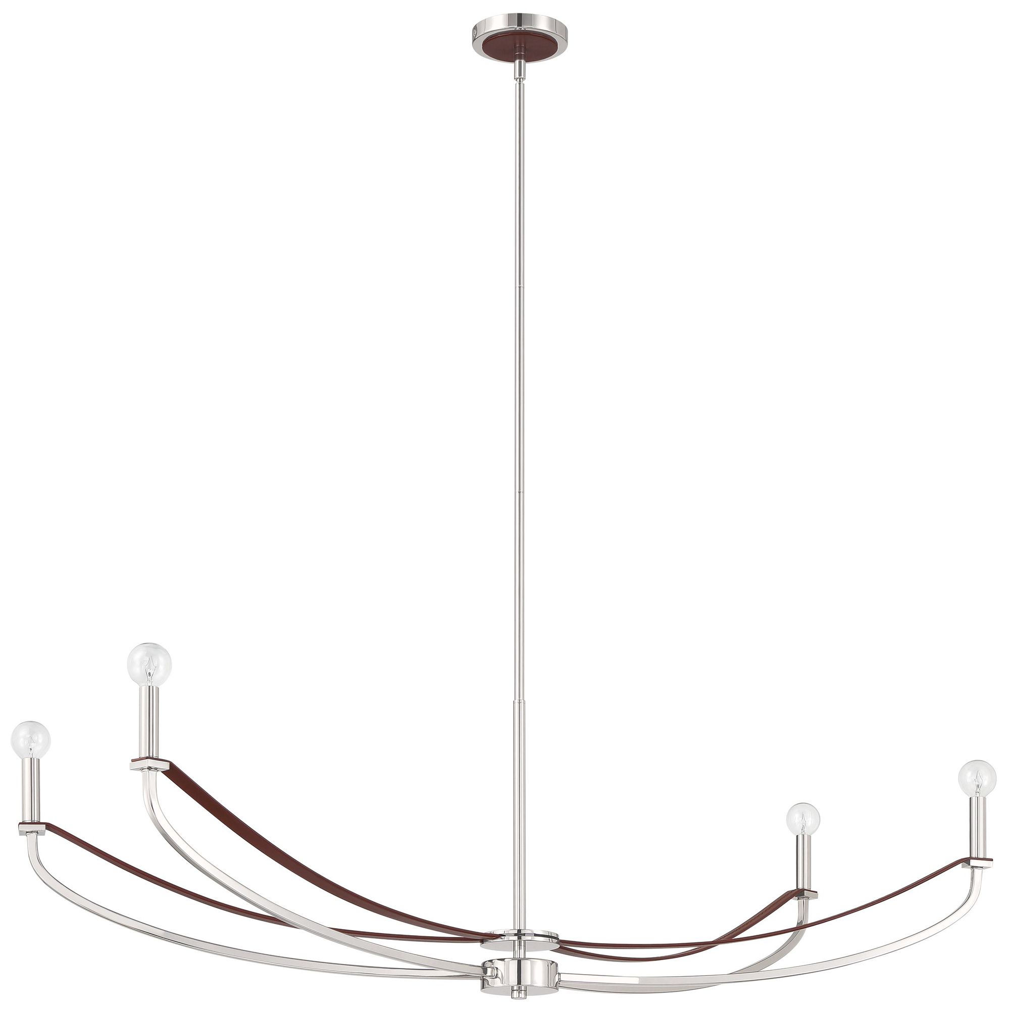 Thesis Sussex 47" 4 Lt Polished Nickel and Dark Brown Chandelier