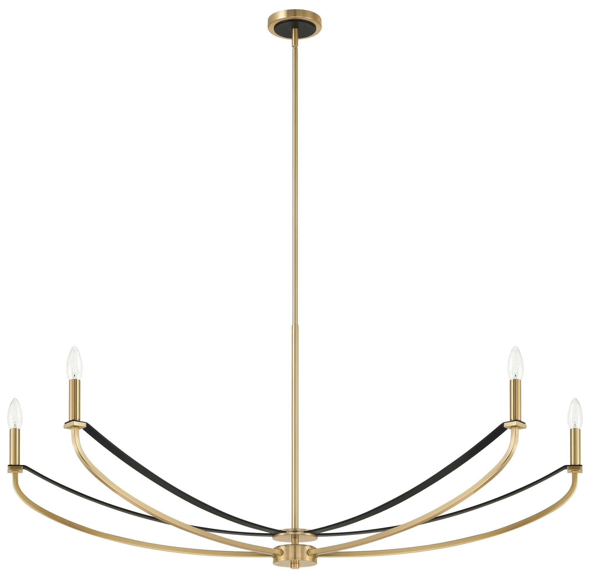Thesis Sussex 47" Champagne Gold / Black Faux Leather Linear Chandelier