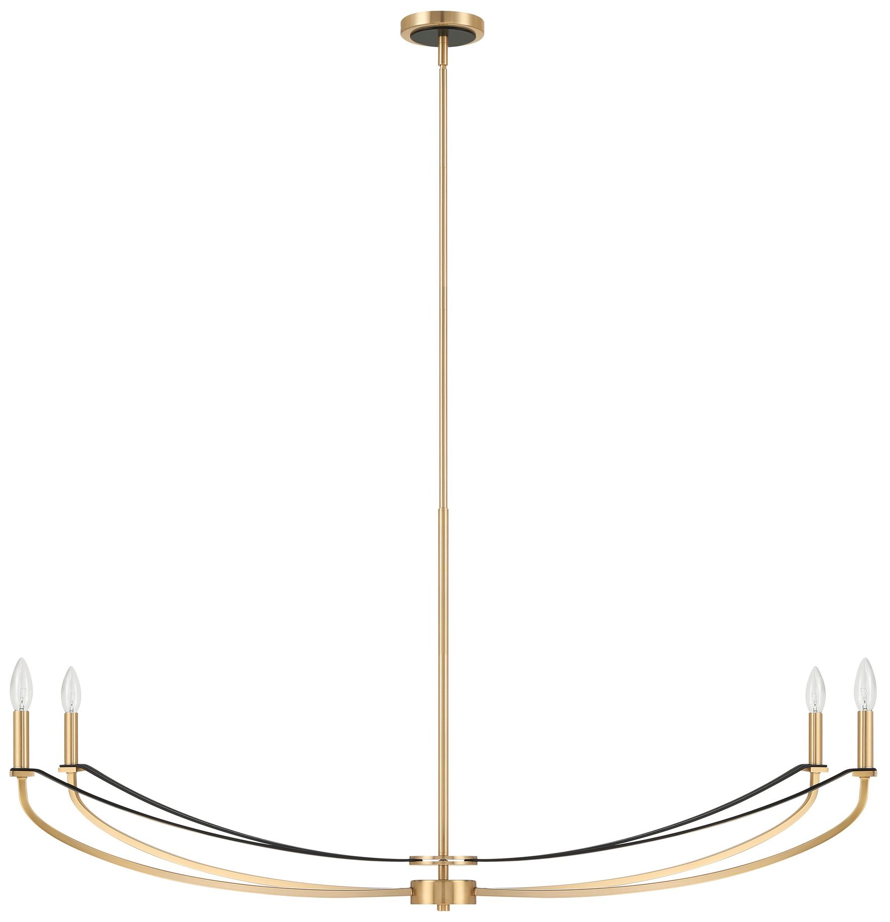 Image 3 Thesis Sussex 47" Champagne Gold / Black Faux Leather Linear Chandelier more views