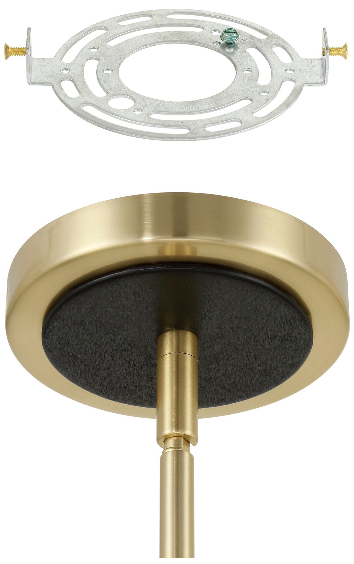 Image 5 Thesis Sussex 47" Champagne Gold / Black Faux Leather Linear Chandelier more views