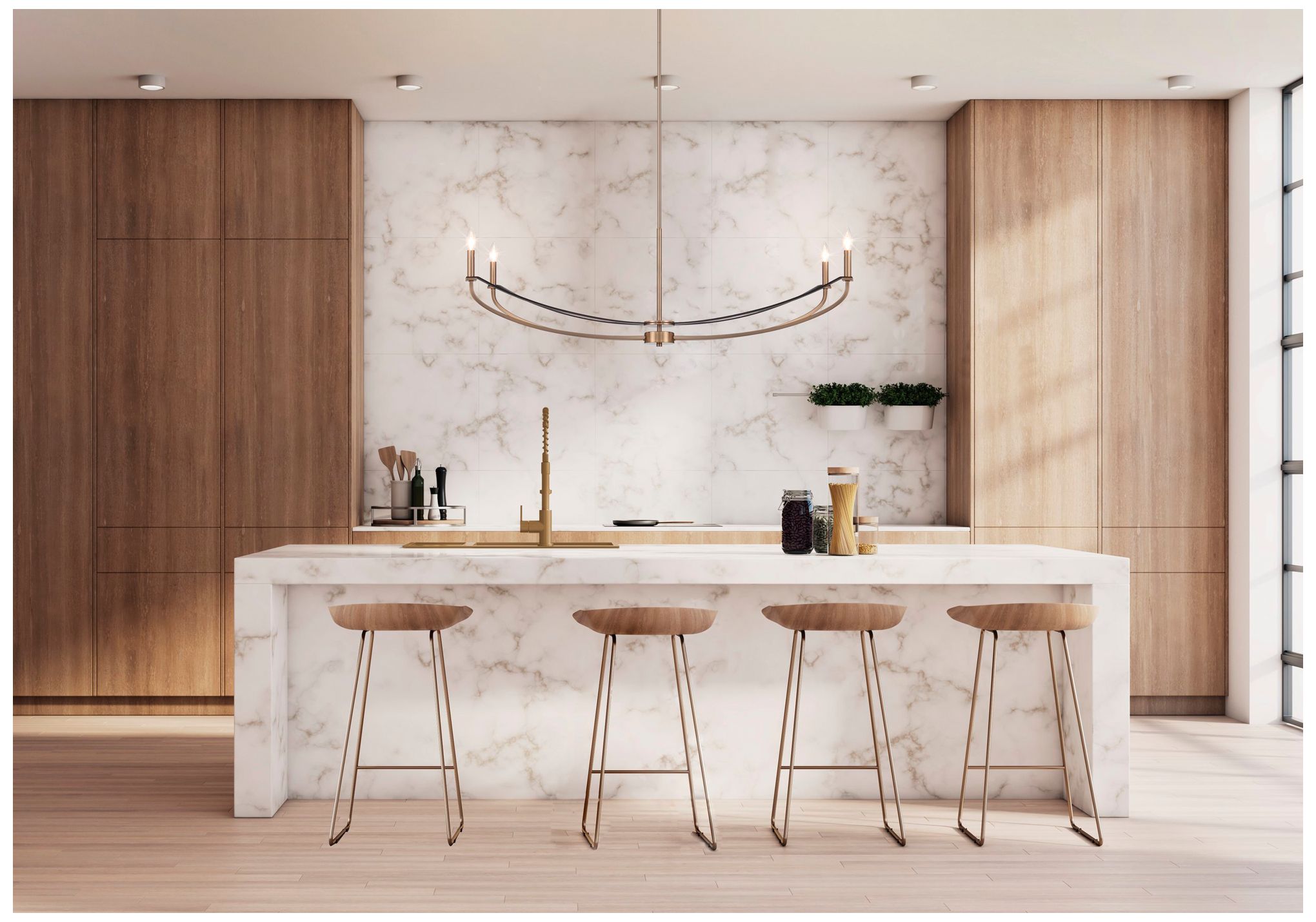 Image 6 Thesis Sussex 47" Champagne Gold / Black Faux Leather Linear Chandelier more views