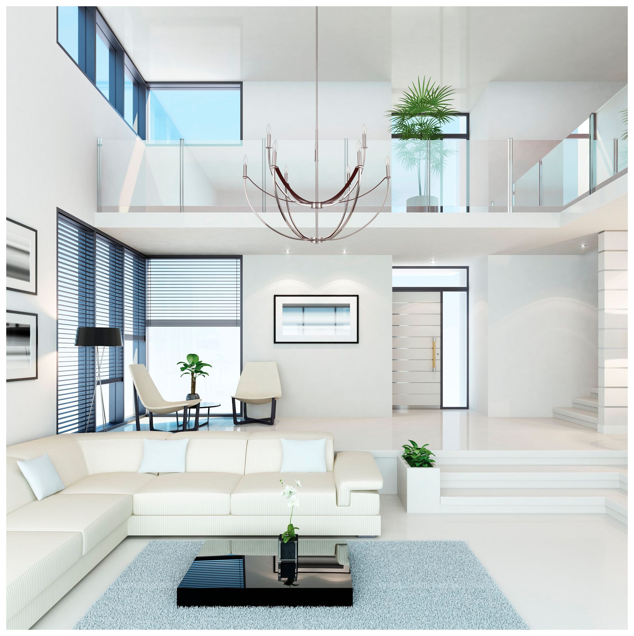 Image 7 Thesis Sussex 9 Lt Polished Nickel and Dark Brown Faux Leather Chandelier more views