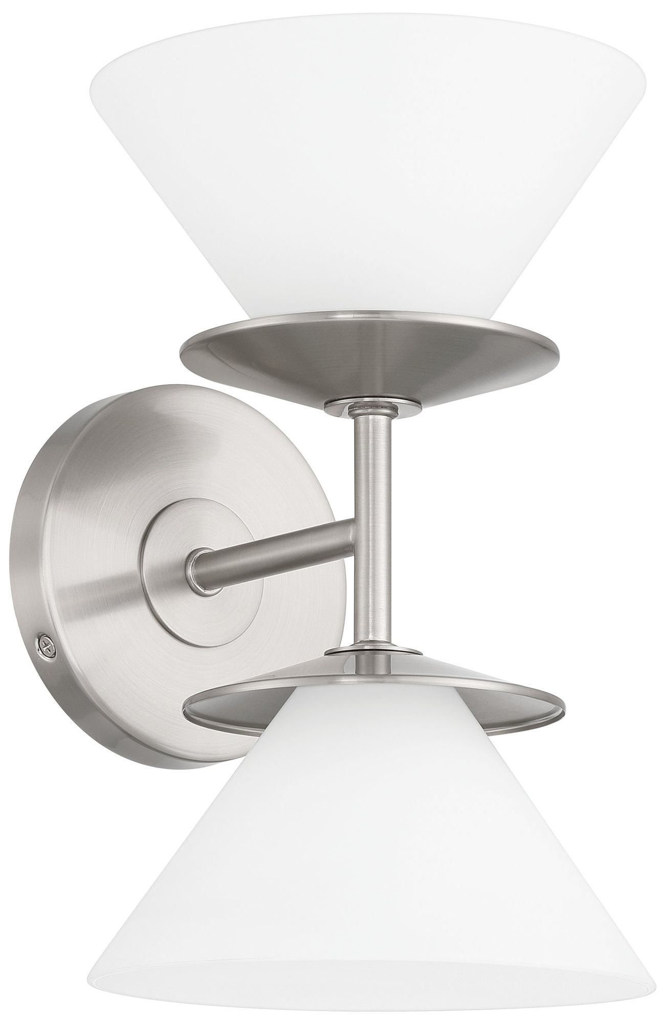 Thesis Tremolo 11" Br.  Nickel and Polished Nickel Vanity Light, Opal Glass