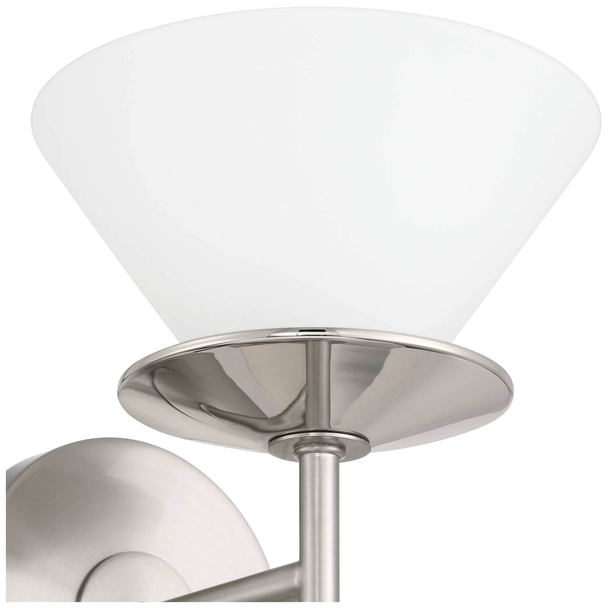 Image 5 Thesis Tremolo 11" Br.  Nickel and Polished Nickel Vanity Light, Opal Glass more views