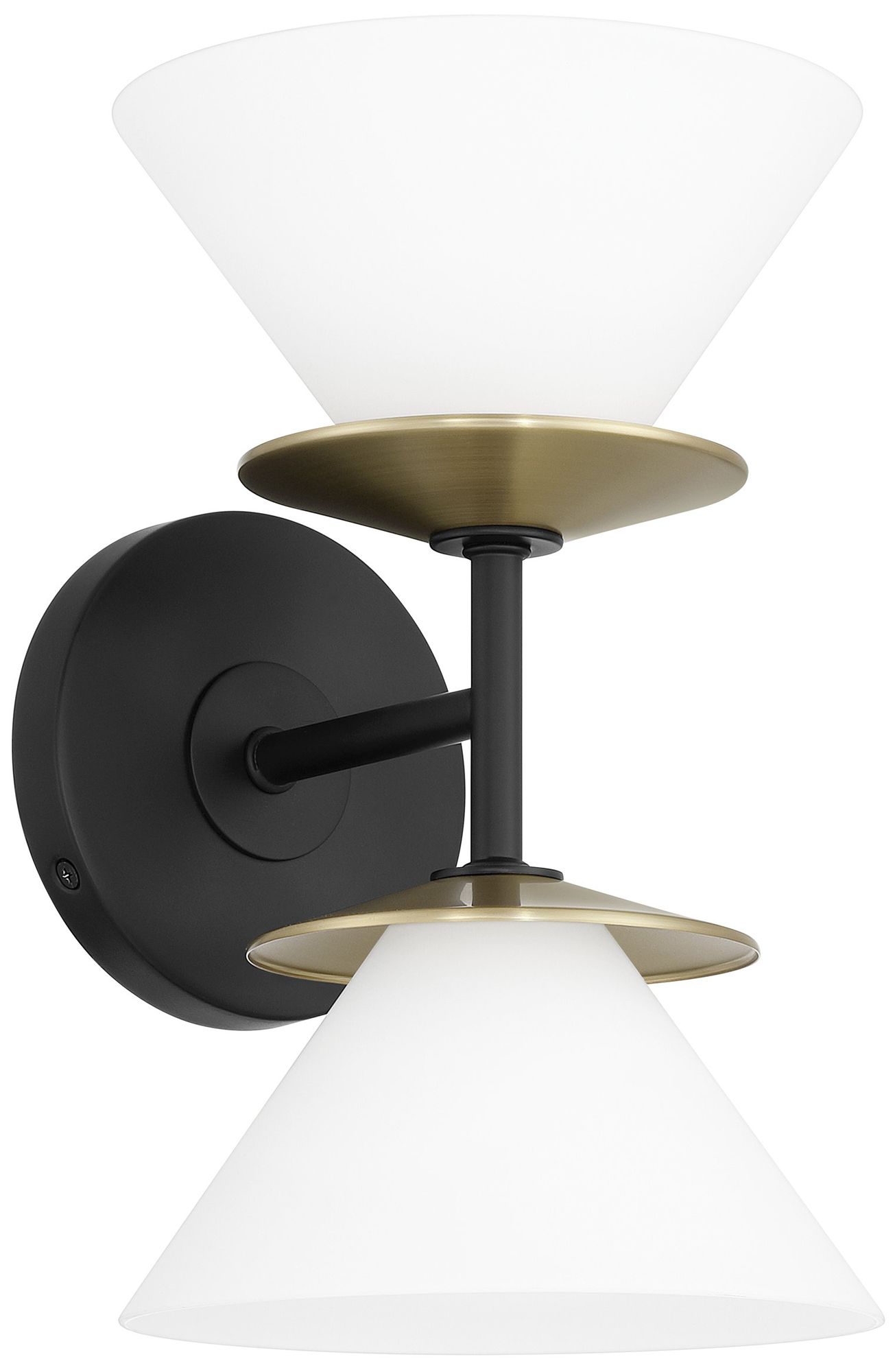 Image 3 Thesis Tremolo 11" Matte Black / Champagne Gold Vanity Light, Etched Glass more views