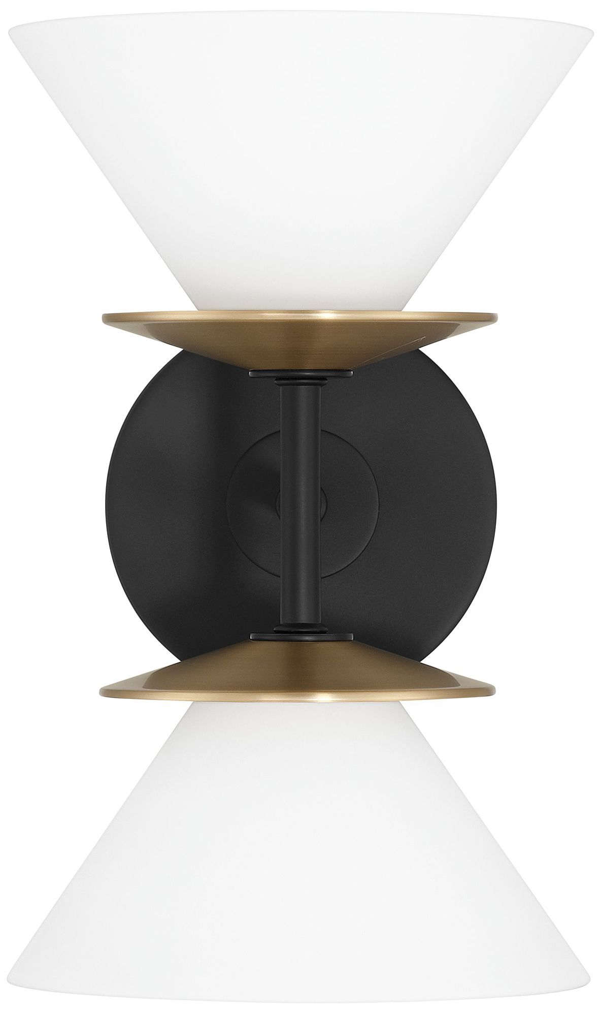 Image 5 Thesis Tremolo 11" Matte Black / Champagne Gold Vanity Light, Etched Glass more views