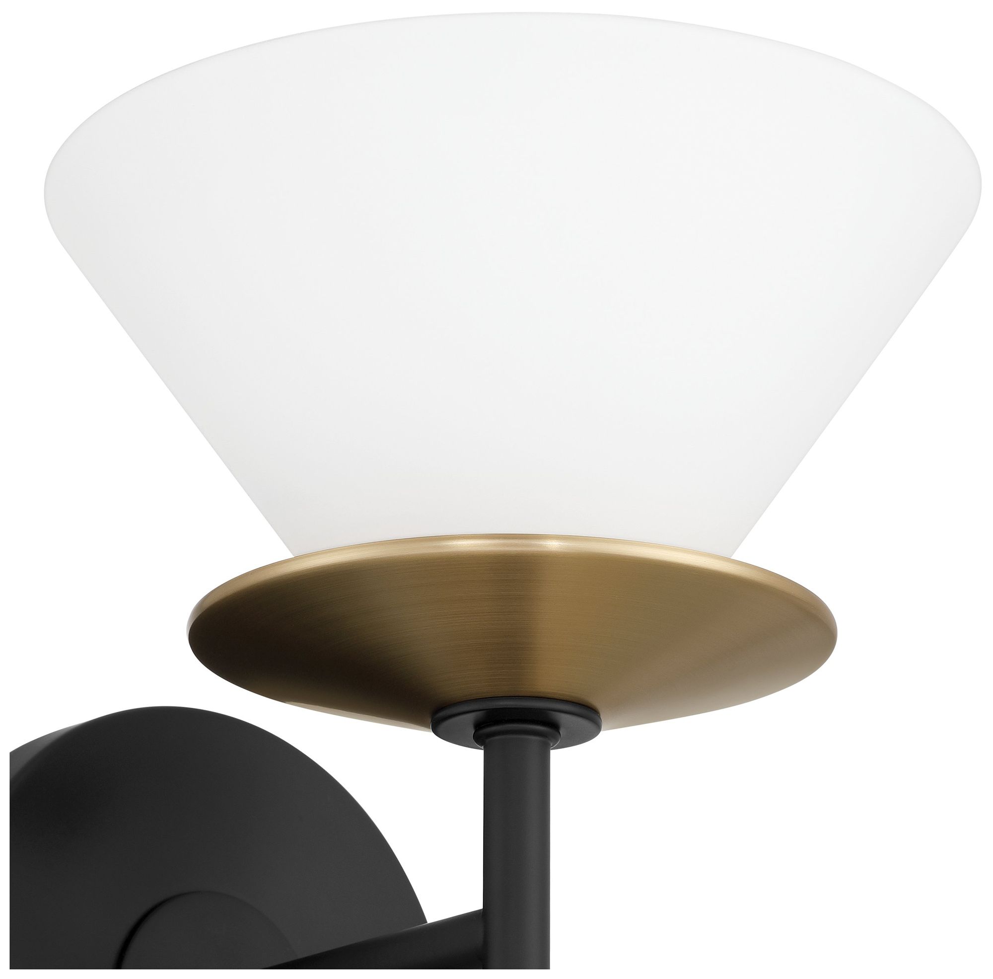 Image 6 Thesis Tremolo 11" Matte Black / Champagne Gold Vanity Light, Etched Glass more views