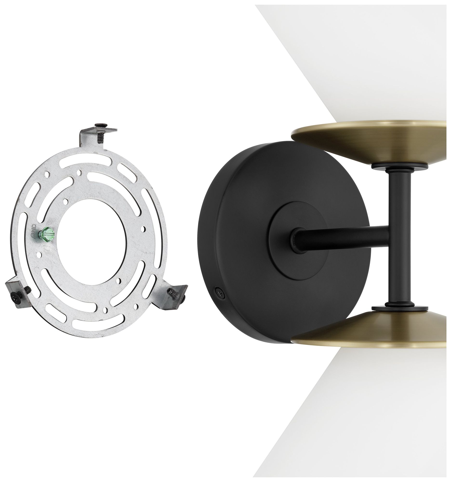 Image 7 Thesis Tremolo 11" Matte Black / Champagne Gold Vanity Light, Etched Glass more views