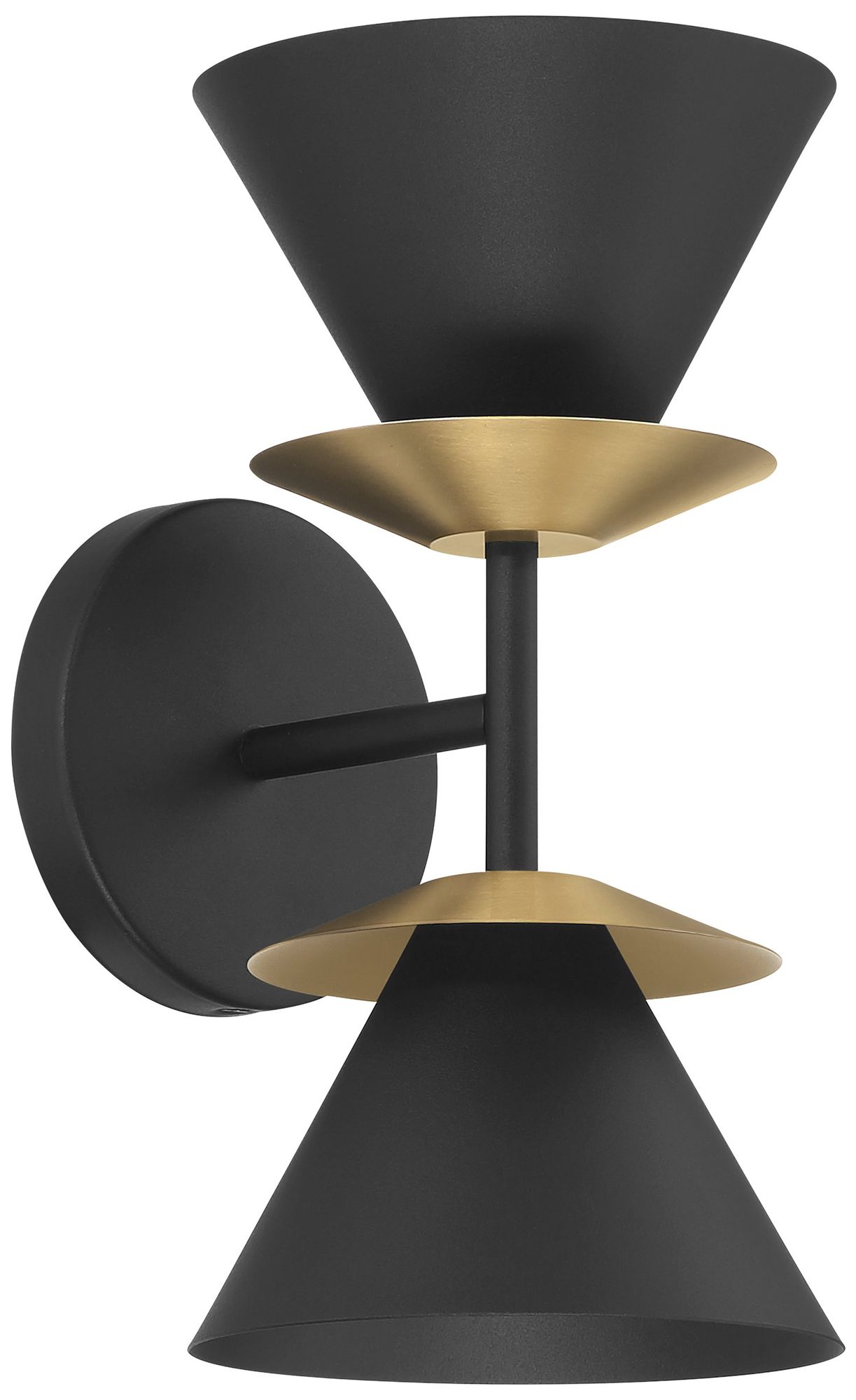 Image 2 Thesis Tremolo 12 in. 2 Light Textured Black and Champagne Gold Wall Sconce