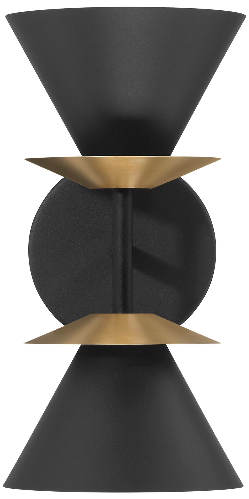 Image 3 Thesis Tremolo 12 in. 2 Light Textured Black and Champagne Gold Wall Sconce more views