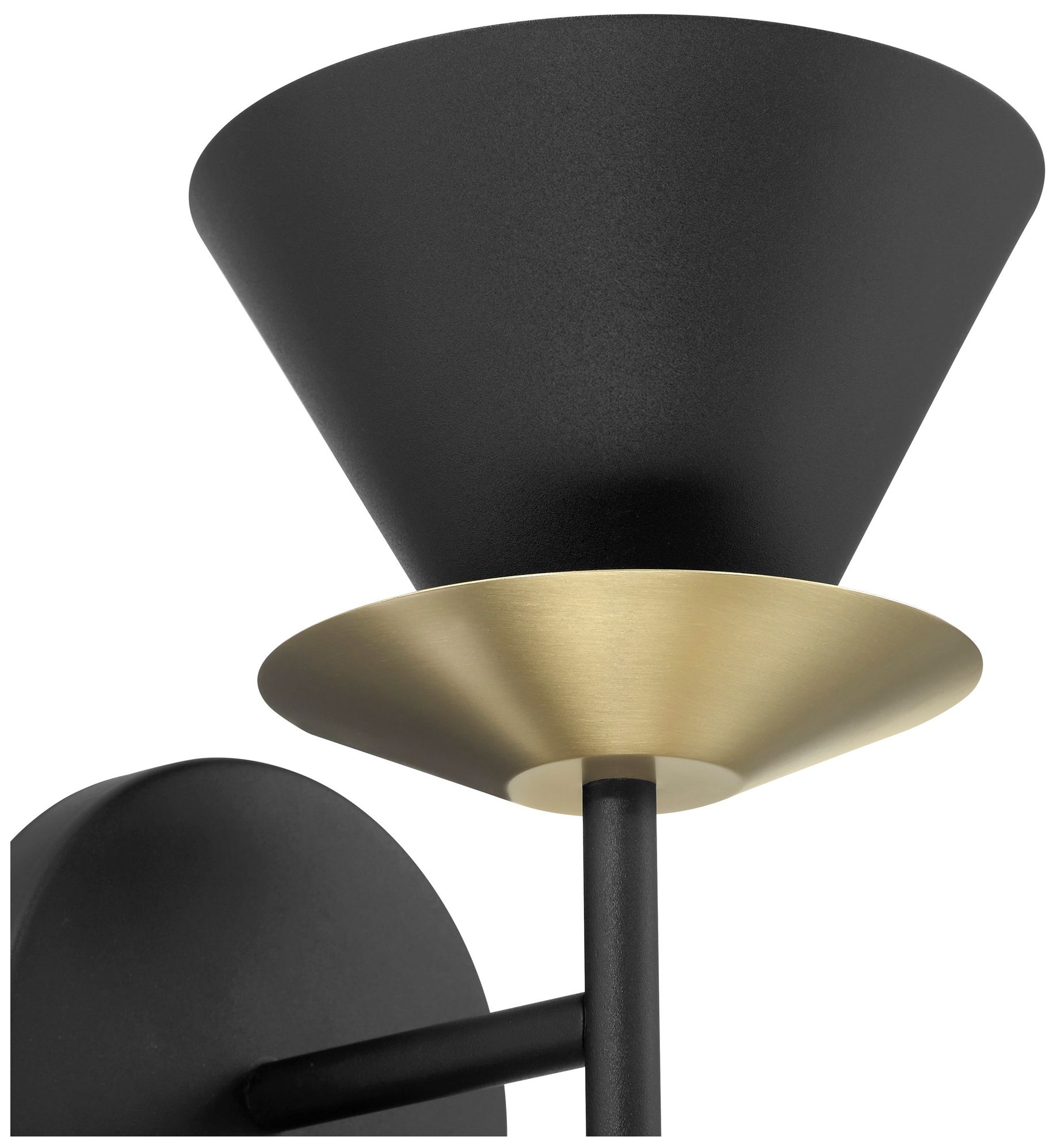 Image 4 Thesis Tremolo 12 in. 2 Light Textured Black and Champagne Gold Wall Sconce more views