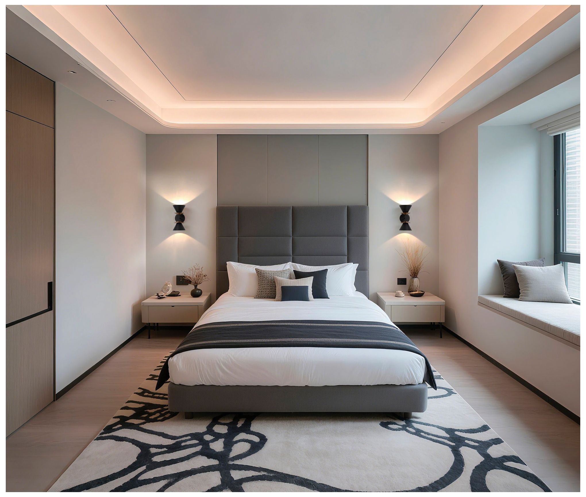 Image 6 Thesis Tremolo 12 in. 2 Light Textured Black and Champagne Gold Wall Sconce more views